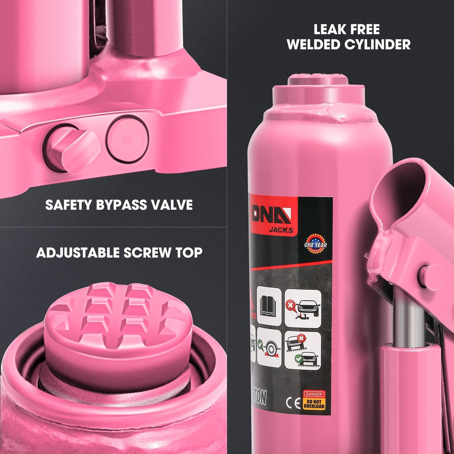 Foto 5 | Botella Hidráulica Jack Dna Motoring 2 Toneladas/2.000 Kg Rosa - Venta Internacional.