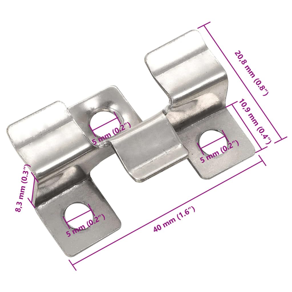 Foto 4 pulgar | Clips Y Tornillos Para Terrazas Vidaxl 100 Clips De Acero Inoxidable - Venta Internacional.