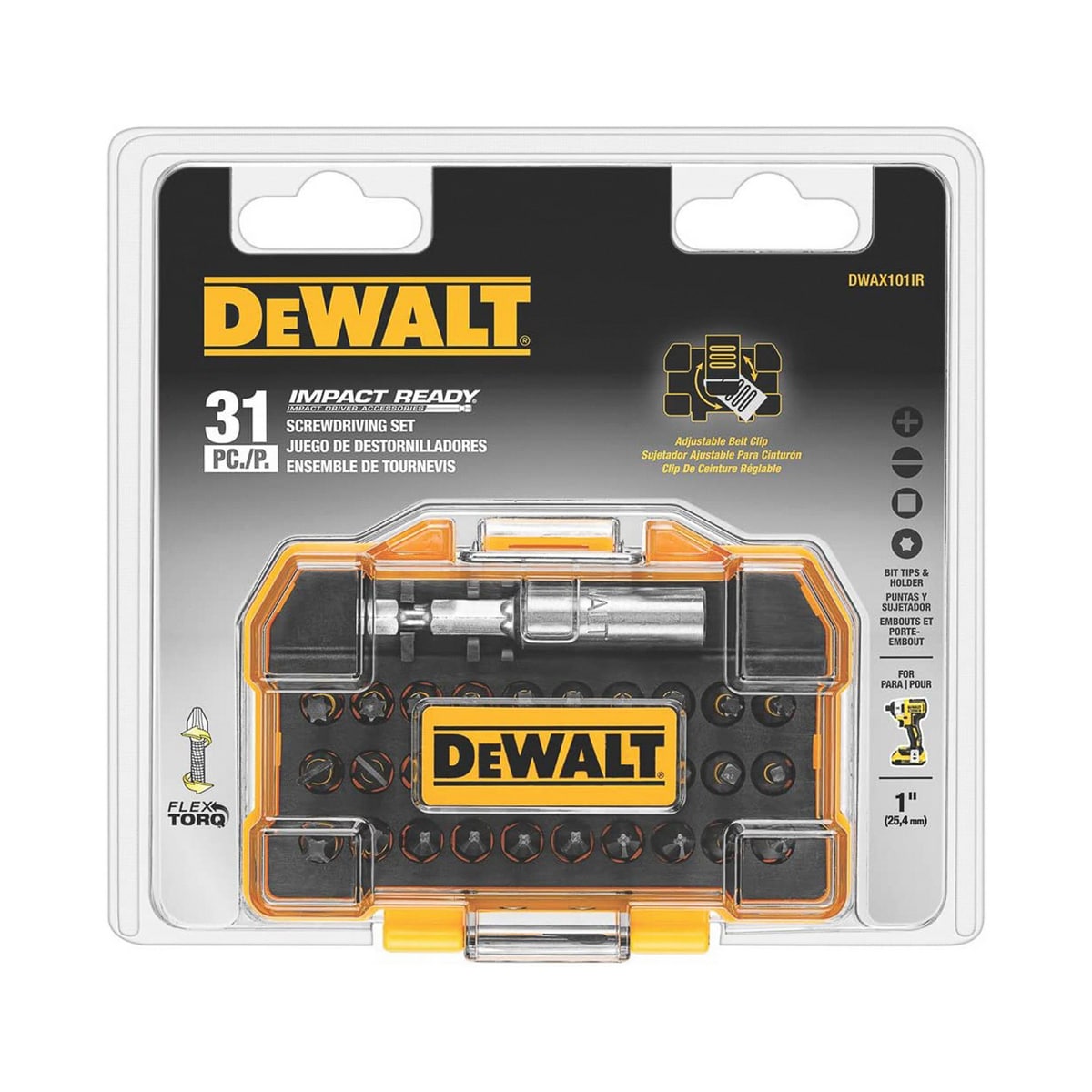 Juego Puntas Combinadas Dewalt con Adaptadores Estuche Plástico 31 PZAS $866