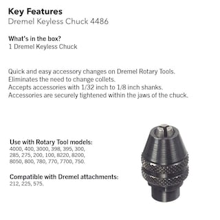 Foto 3 | Chuck Dremel 4486 Sin Llave Para Herramienta Rotativa Con Vástago De 0,8 Mm A 3,2 Mm - Venta Internacional.