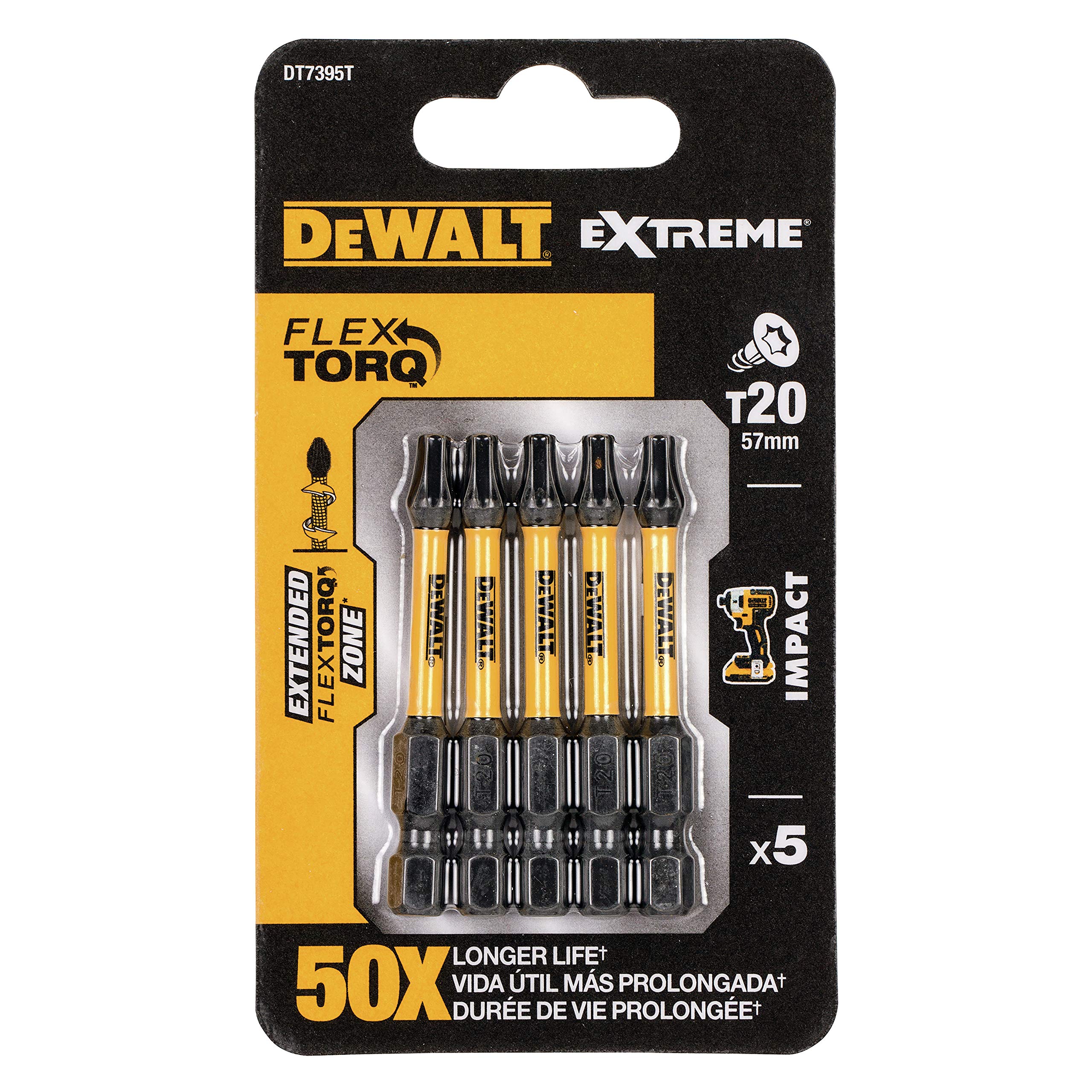 Foto 3 pulgar | Broca De Torsión Dewalt Dt7395t-qz A Prueba De Golpes T20 50 Mm (5 Piezas) - Venta Internacional.