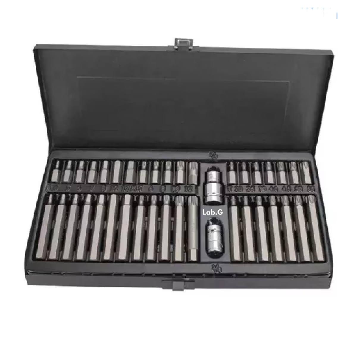 Kit Puntas Bristol Torx Hexagonales Lab.g Con Adaptador 40 Piezas Negro Gris
