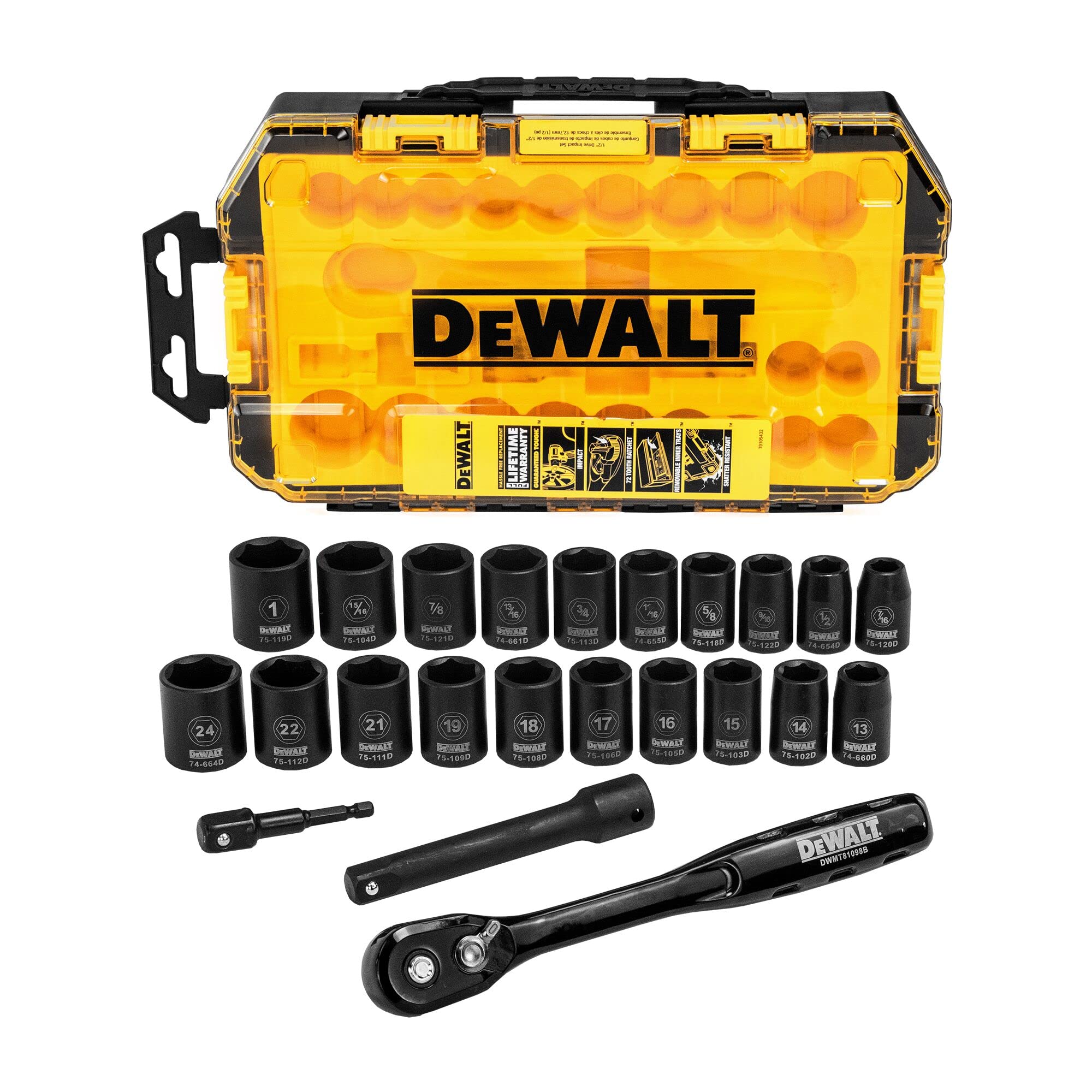 Foto 2 pulgar | Juego De Enchufes De Impacto Dewalt Dwmt74739, 23 Piezas, 1/2 Drive - Venta Internacional.