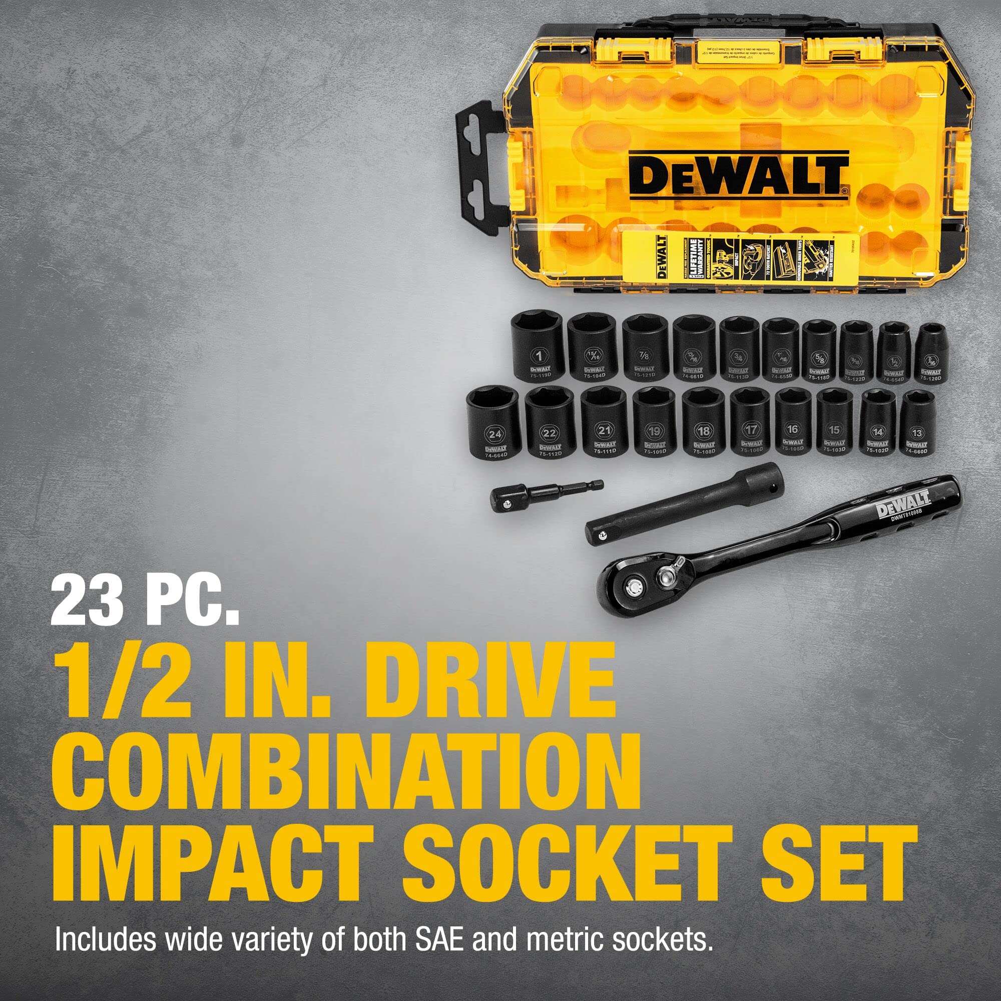 Foto 8 pulgar | Juego De Enchufes De Impacto Dewalt Dwmt74739, 23 Piezas, 1/2 Drive - Venta Internacional.