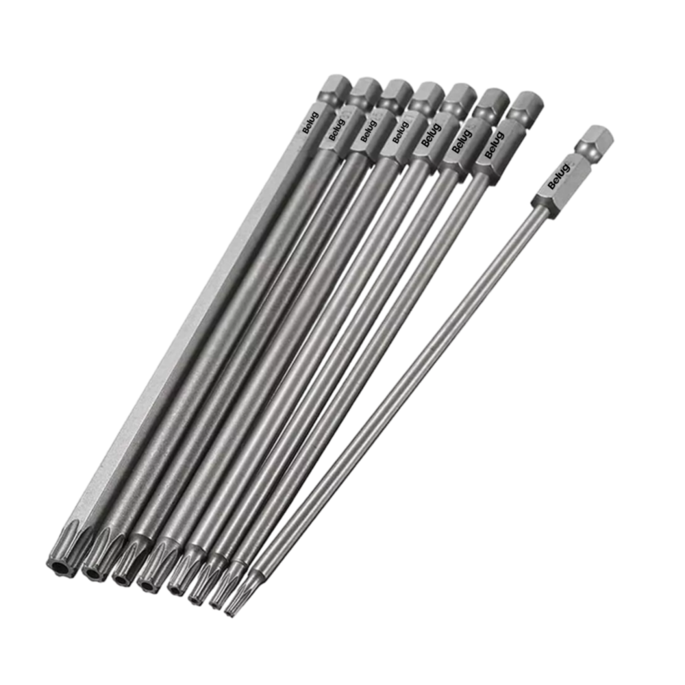 Juego De 8 Puntas De Destornillador De Cabeza Torx Magnético, Belug Plata
