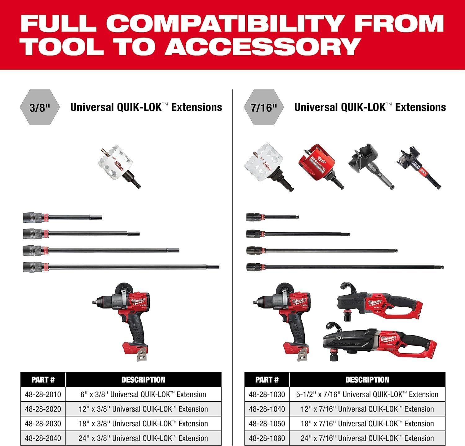 Foto 4 pulgar | Extensión Universal Milwaukee Quik-lok 3/8 - Venta Internacional.