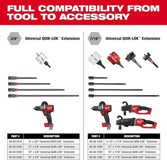 Foto 3 | Extensión Universal Milwaukee Quik-lok 3/8 - Venta Internacional.