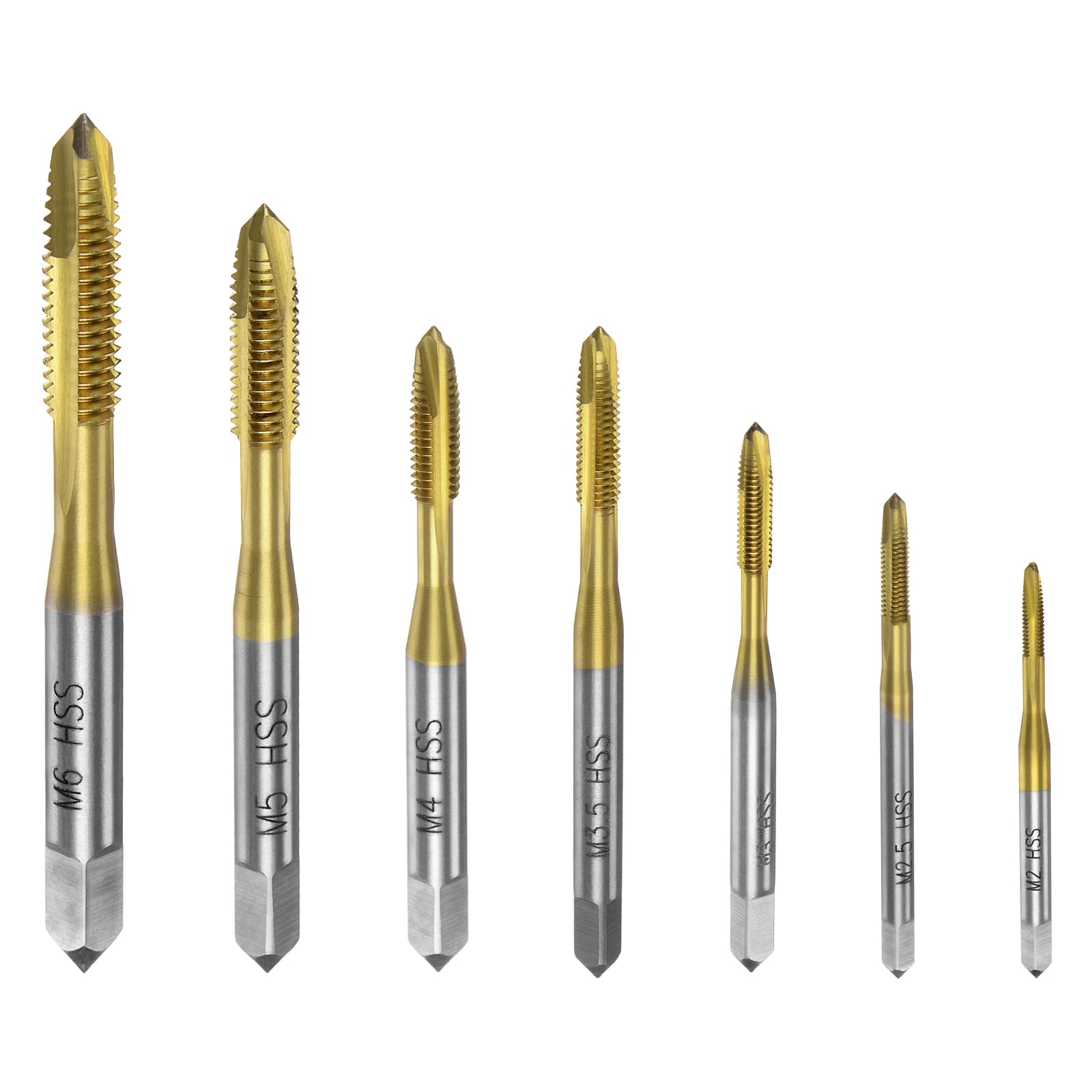 Foto 2 pulgar | Juego De Grifos Con Punta En Espiral Uxcell M2 M2.5 M3 M3.5 M4 M5 M6 Titanium - Venta Internacional.
