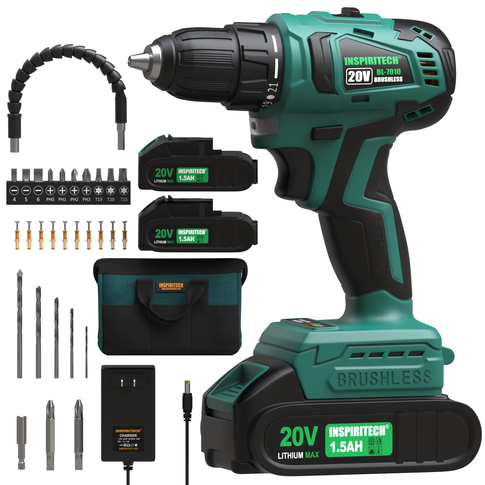 Foto 2 pulgar | Selpont 20v Cordless Drill, Brushless Power Drill Set With 2 Batteries And Charger,3/8-inch Chuck Electric Drill Driver,