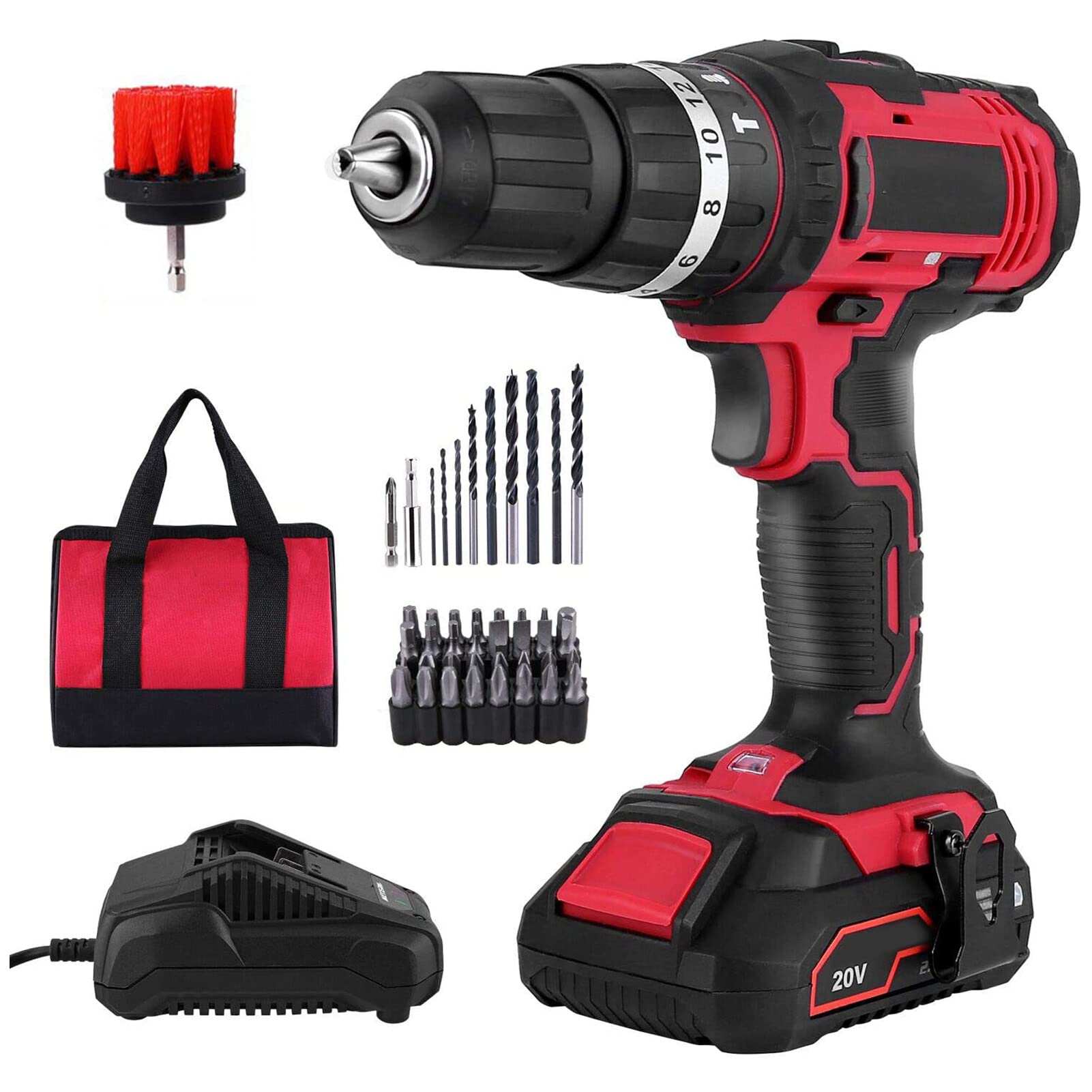 Dalishopp Cordl Drill Driver 20v Cordl Taladro Eléctrico Con 1pcs Li-ion Baterías Speed Taladro Driver 1h Cargador Rá