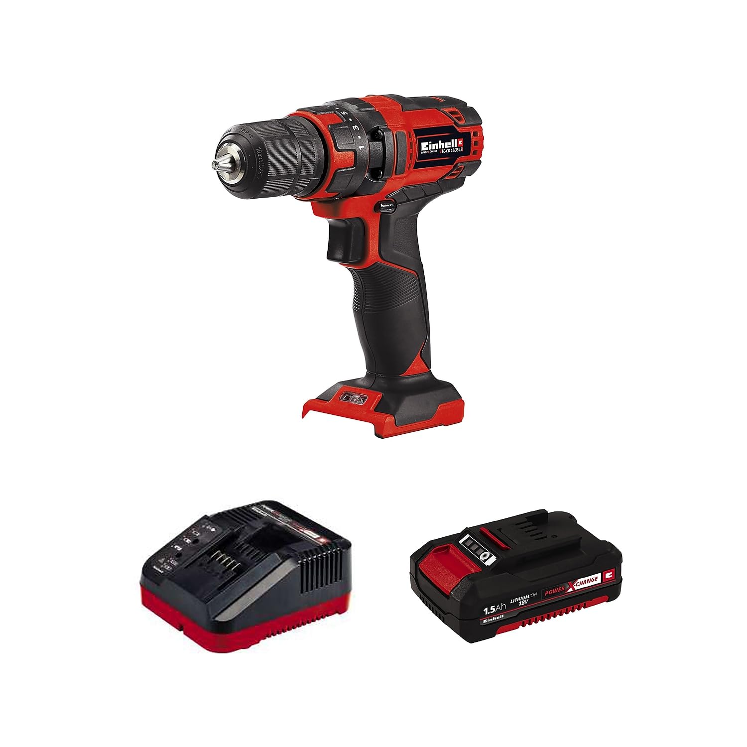 Einhell Te-cd Power X-change 18 Voltios Inalámbrico 3/8 Pulgadas De Velocidad Variable Taladro/conductor, Con Par De 31