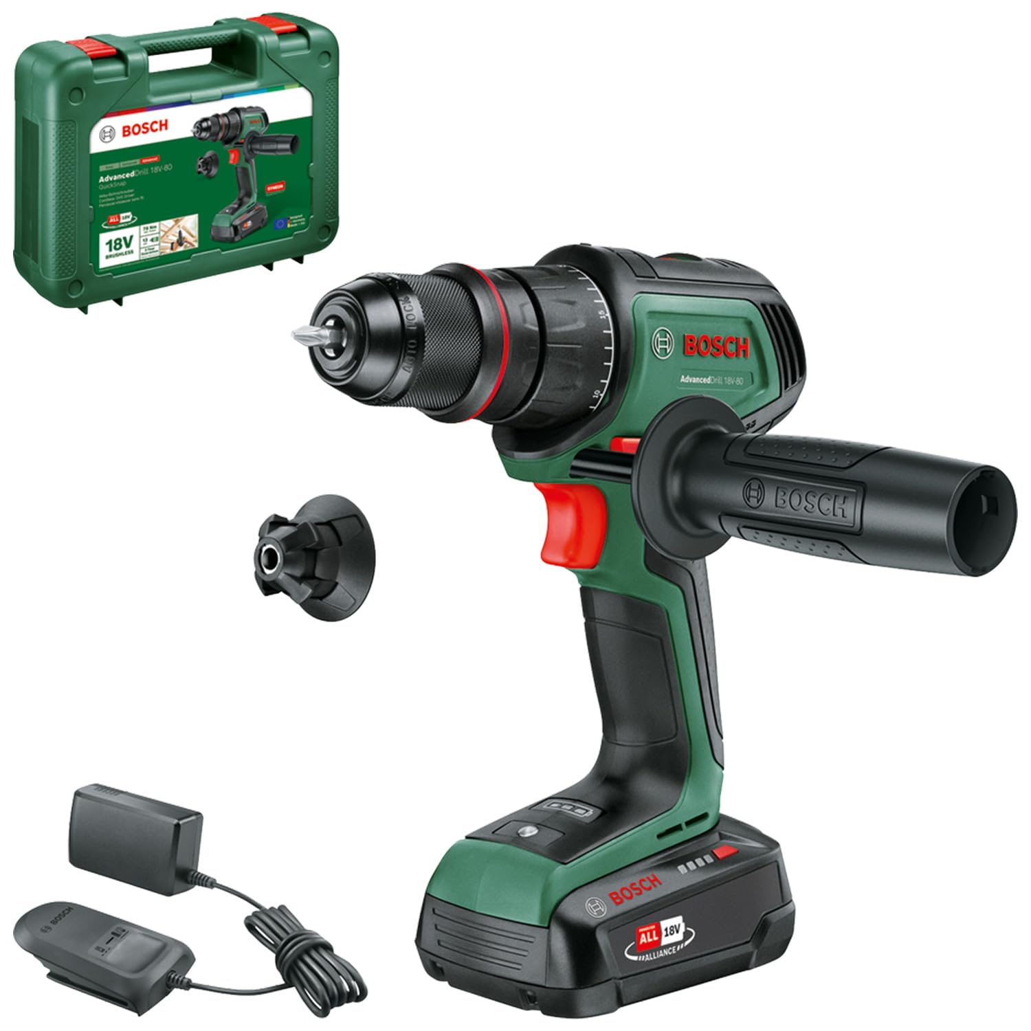 Foto 2 pulgar | Bosch Taladro Atornillador Inalámbrico Advanceddrill 18v-80 (78 Nm, 13 Mm, Tapa Magnética, Mango Adicional, Batería 2.