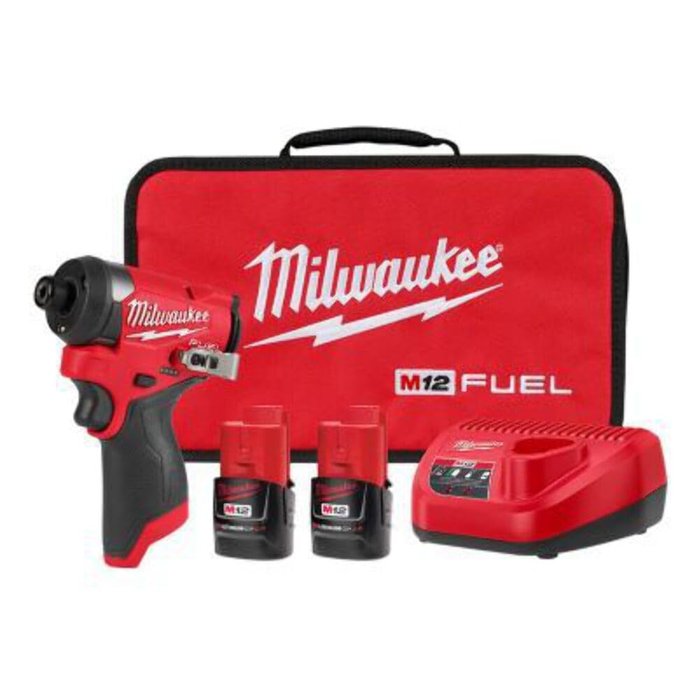 Milwaukee 3453-22 - Kit De Driver De Impacto Hexagonal Inalámbrico De 12 V De Combustible De 1/4 Pulgadas Con (2) Bate