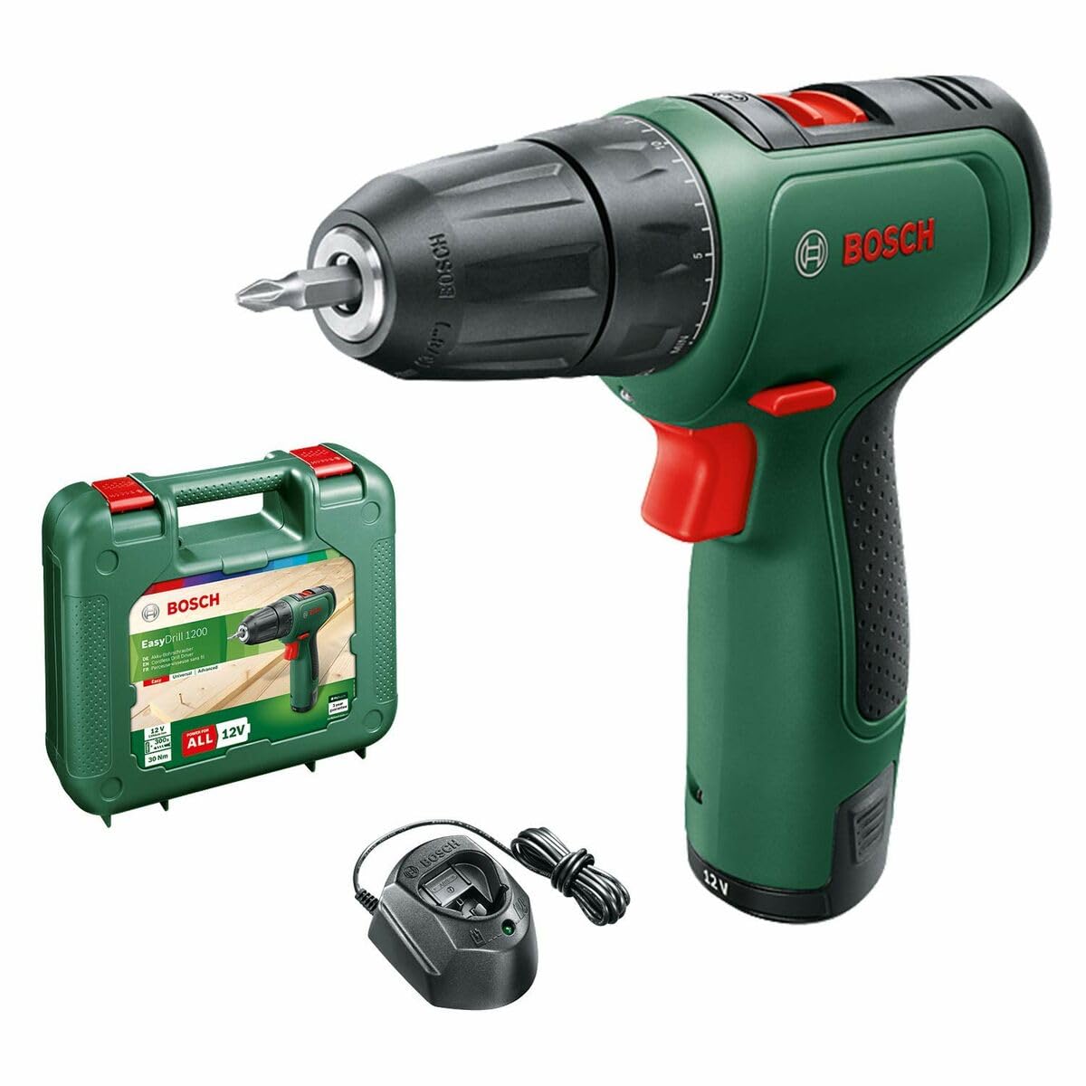 Bosch Easydrill 1200 - Taladro Atornillador Inalámbrico (1 Batería, Sistema De 12 V, En Maletín)