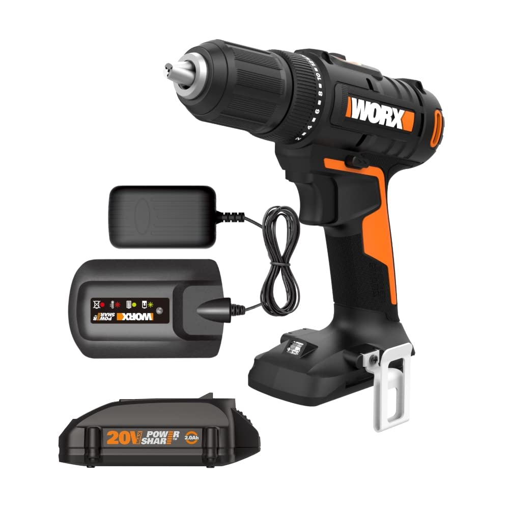 Worx Wx108l - Taladro Inalámbrico De 20 V 1/2 Pulgadas (baterías Y Cargador Incluidos)