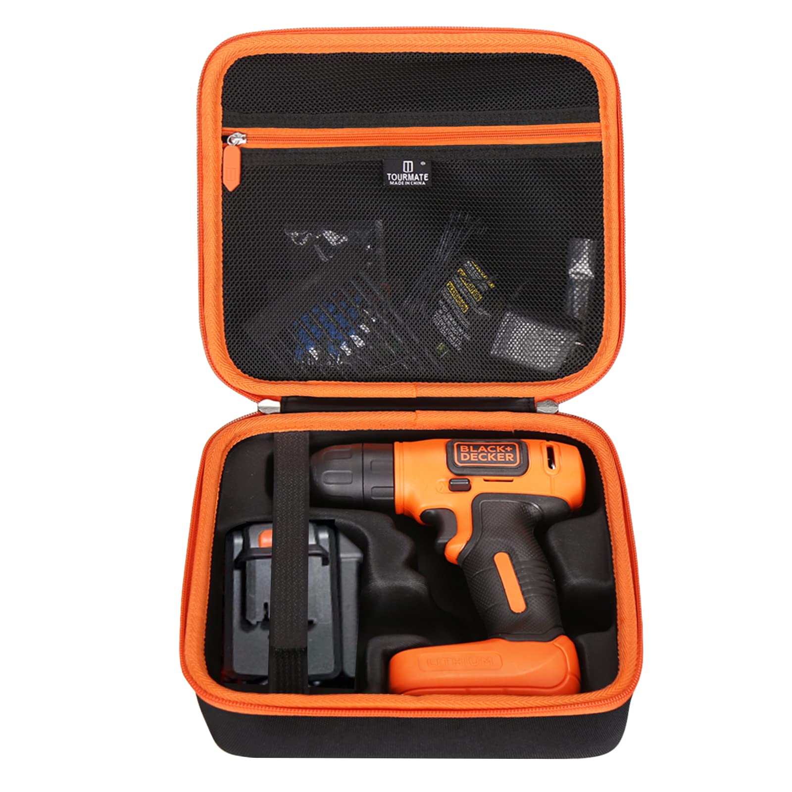 Tourmate - Funda Rígida De Viaje Para Taladro Inalámbrico Black+decker De 8 V Max* Con Accesorios De 43 Piezas (bdcd8h