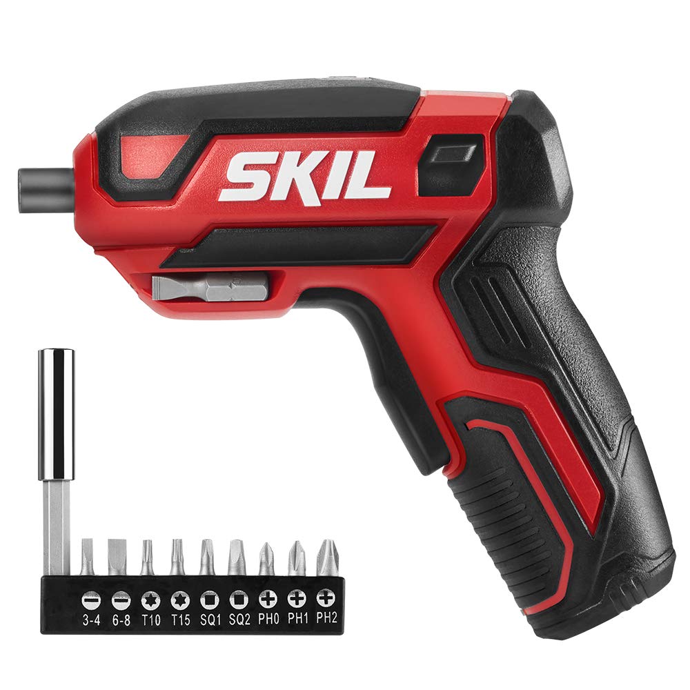 Skil - Sd561801 Desarmador Inalámbrico Recargable De 4 V, Incluye 9 Brocas, 1 Soporte Para Broca, Cable De Carga Usb