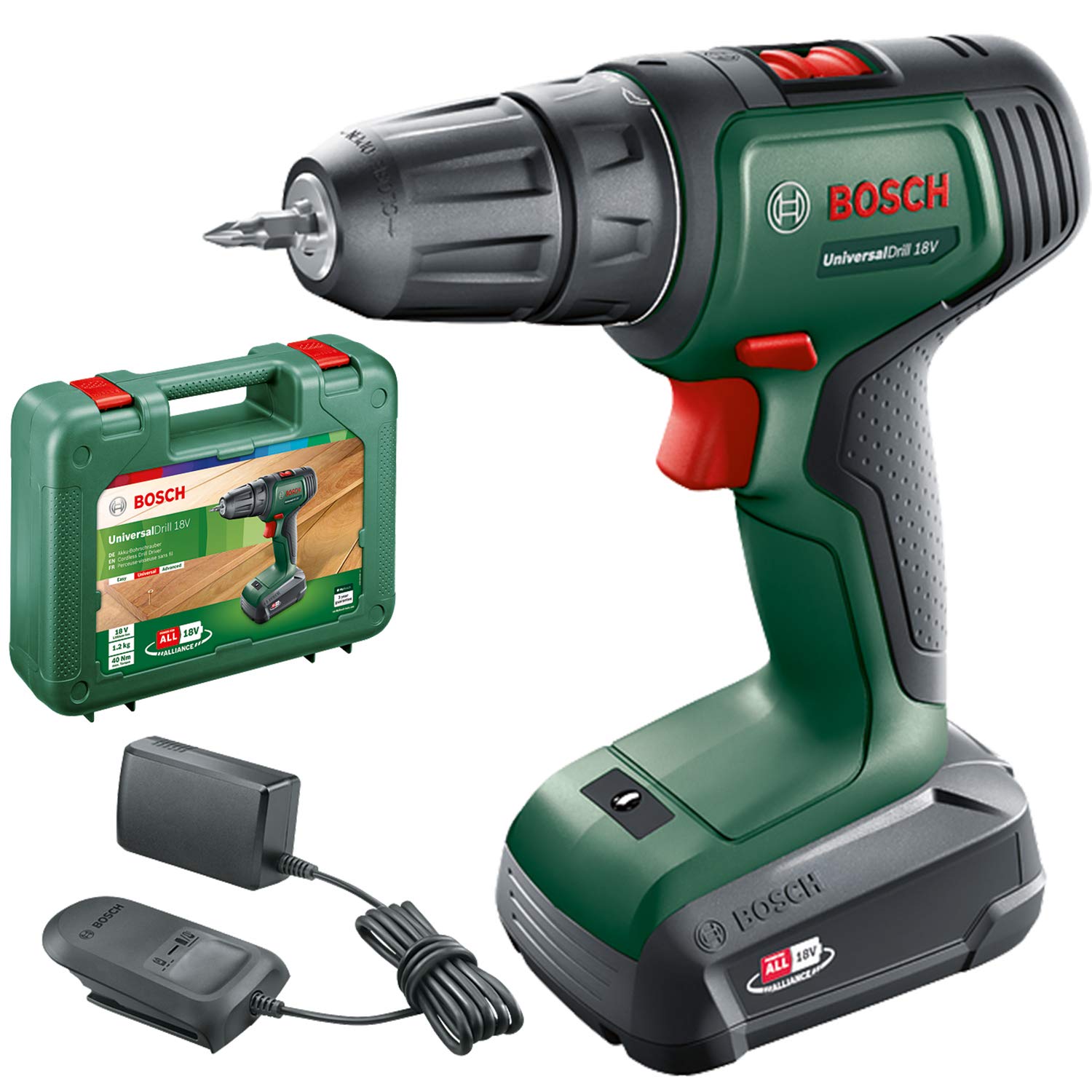 Bosch Universaldrill - Destornillador Inalámbrico (18 V, 1 Batería, Sistema De 18 V, En Maletín)