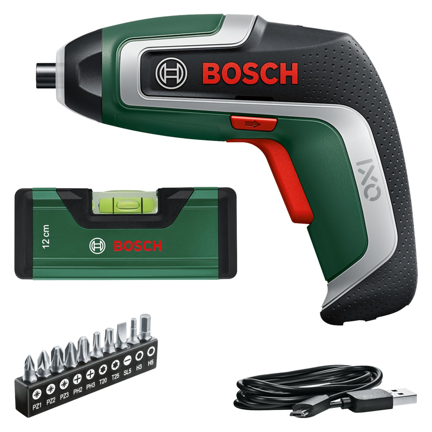 Bosch Home And Garden Atornillador A Batería Ixo Y Nivel (3,6 V, 2,0 Ah, 5,5 Nm, Con Mini De Burbuja Cable Micro Usb, C