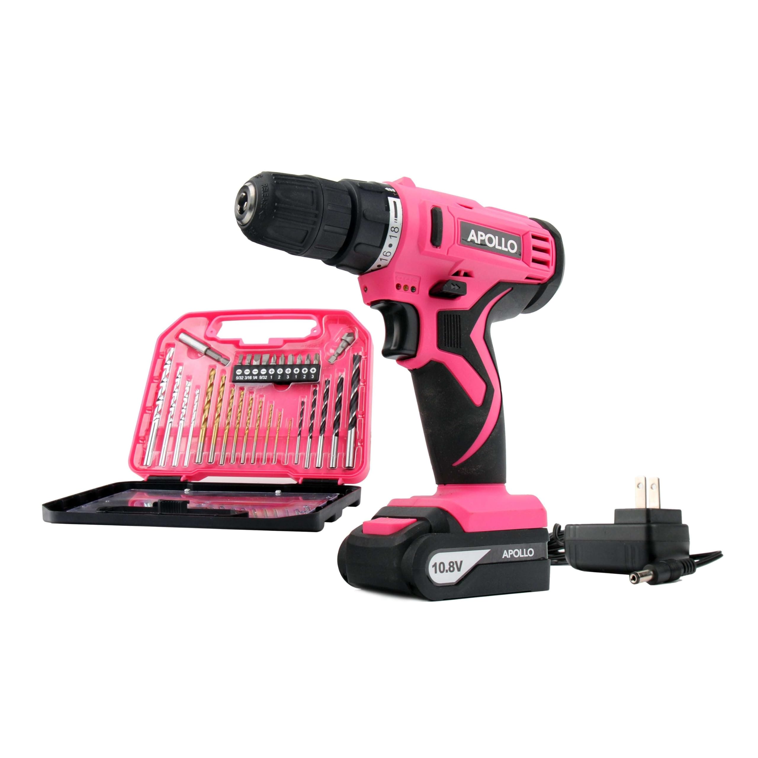 Foto 2 pulgar | Apollo Tools Dt4937p Powerful 10.8 V Lithium-ion Cordless Drill With 30 Piece Drill Bit Set Pink Ribbon