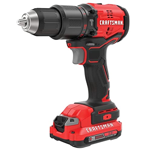 Craftsman V20 - Taladro De Martillo Inalámbrico Sin Escobillas De Velocidad Variable Máxima De 1/2 Pulgada (2 Batería