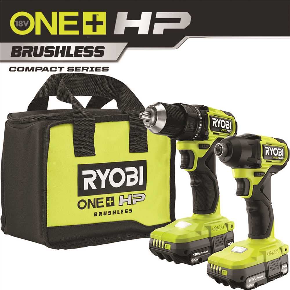 Taladro e Impacto Inalámbrico Ryobi One+ HP 18V Sin Escobillas Compacto con Kit de 2 Baterías