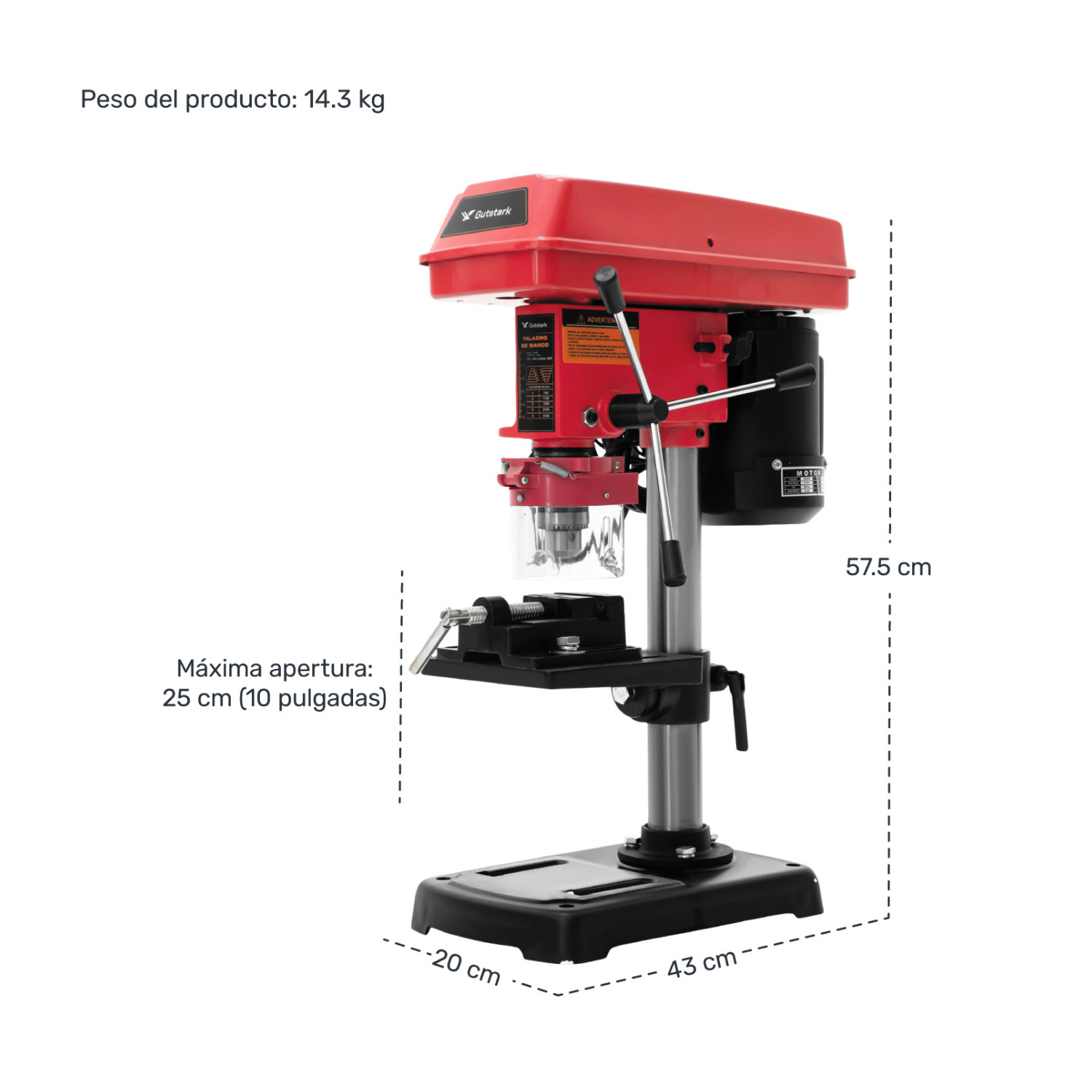 Foto 6 pulgar | Taladro de Banco 1/2 Industrial Columna Prensa Piso 350w 1hp Gutstark Home