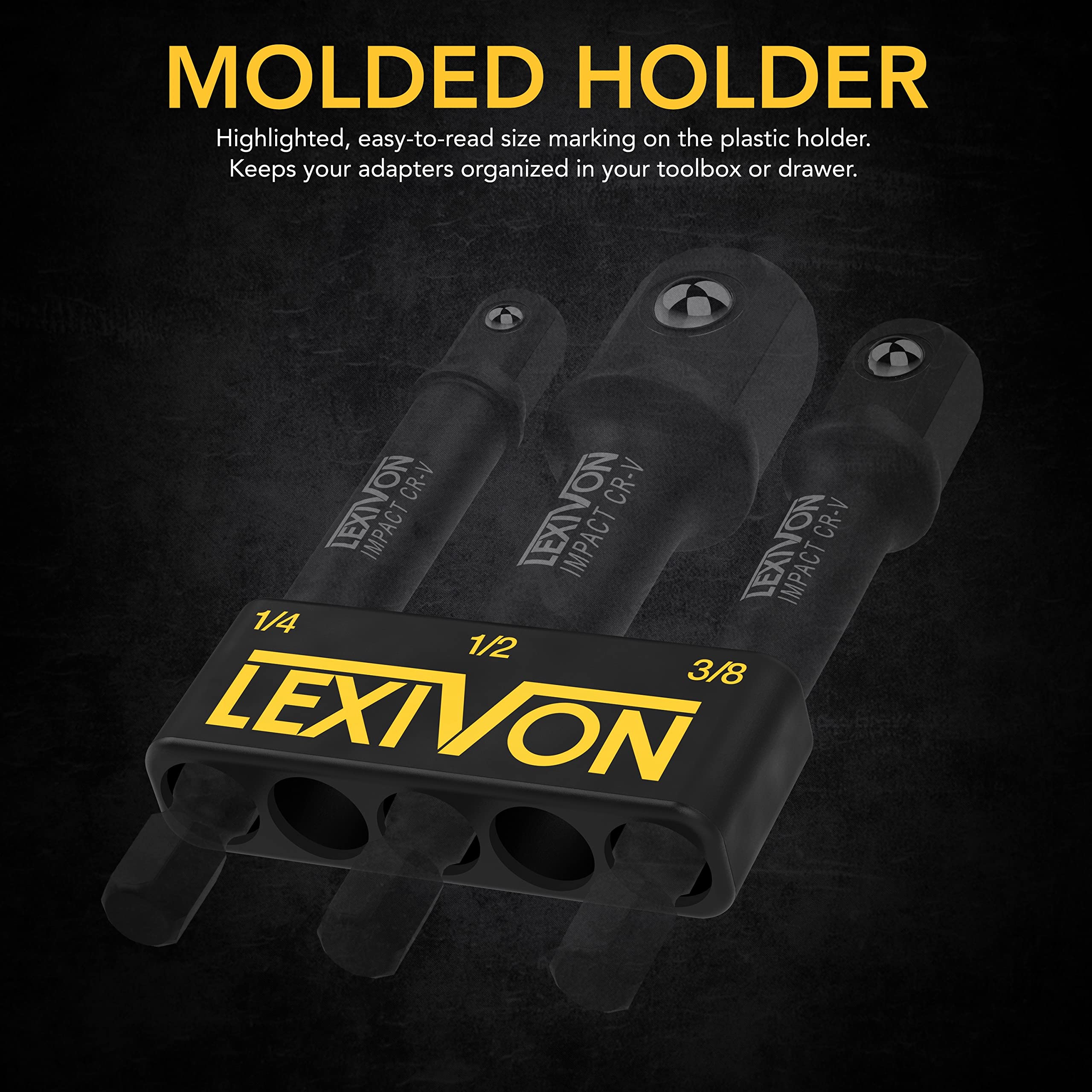 Foto 4 | Juego De Adaptadores De Enchufe Lexivon Impact Grade De 3 Piezas 1/4, 3/8, 1/ - Venta Internacional.