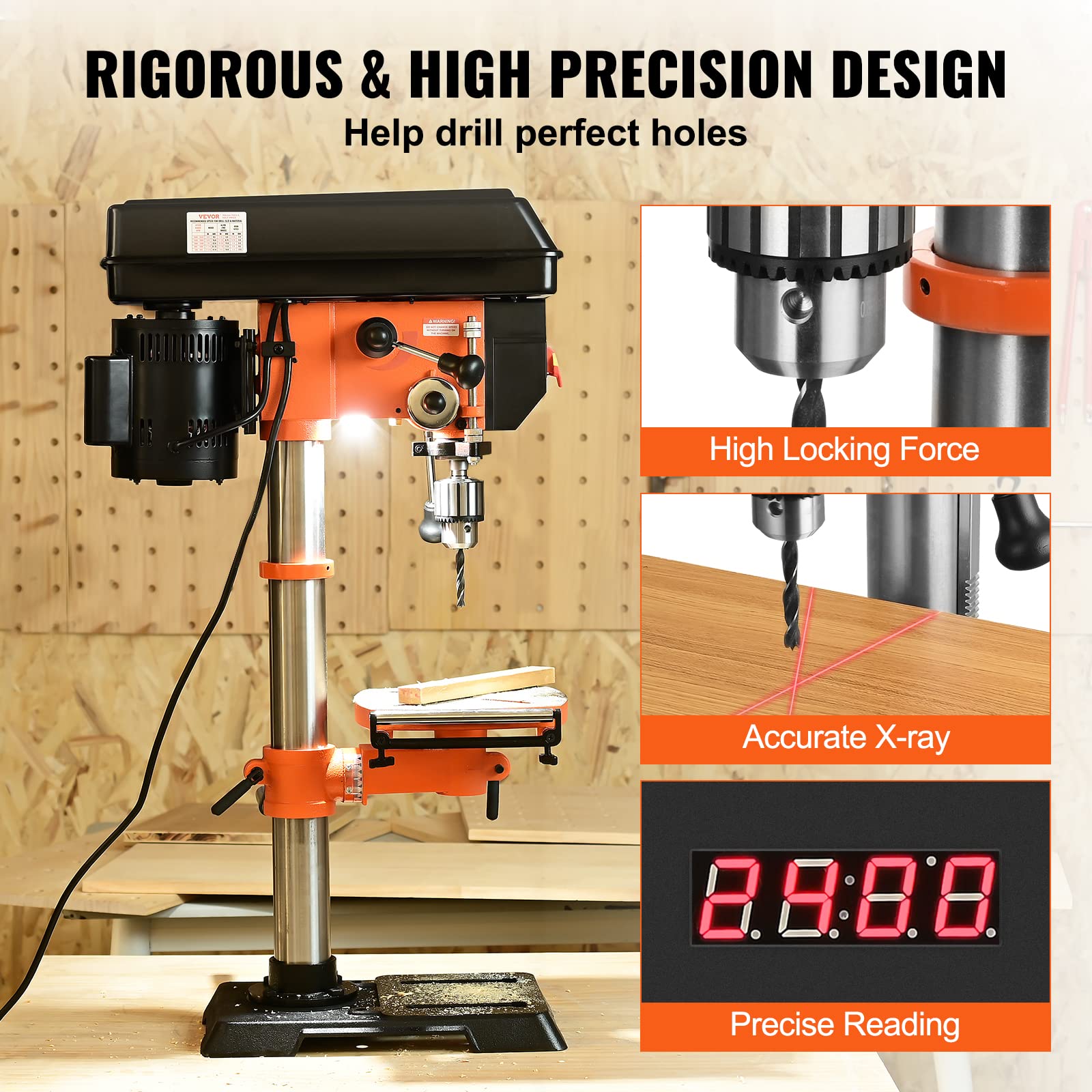 Foto 4 pulgar | Prensa Perforadora De Sobremesa Vevor 12 Pulgadas Swing 5a 120 V Con Láser - Venta Internacional.