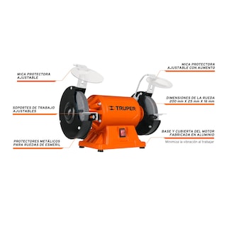 Foto 2 | Esmeril de Banco Truper color Anaranjado de 3/4 Hp
