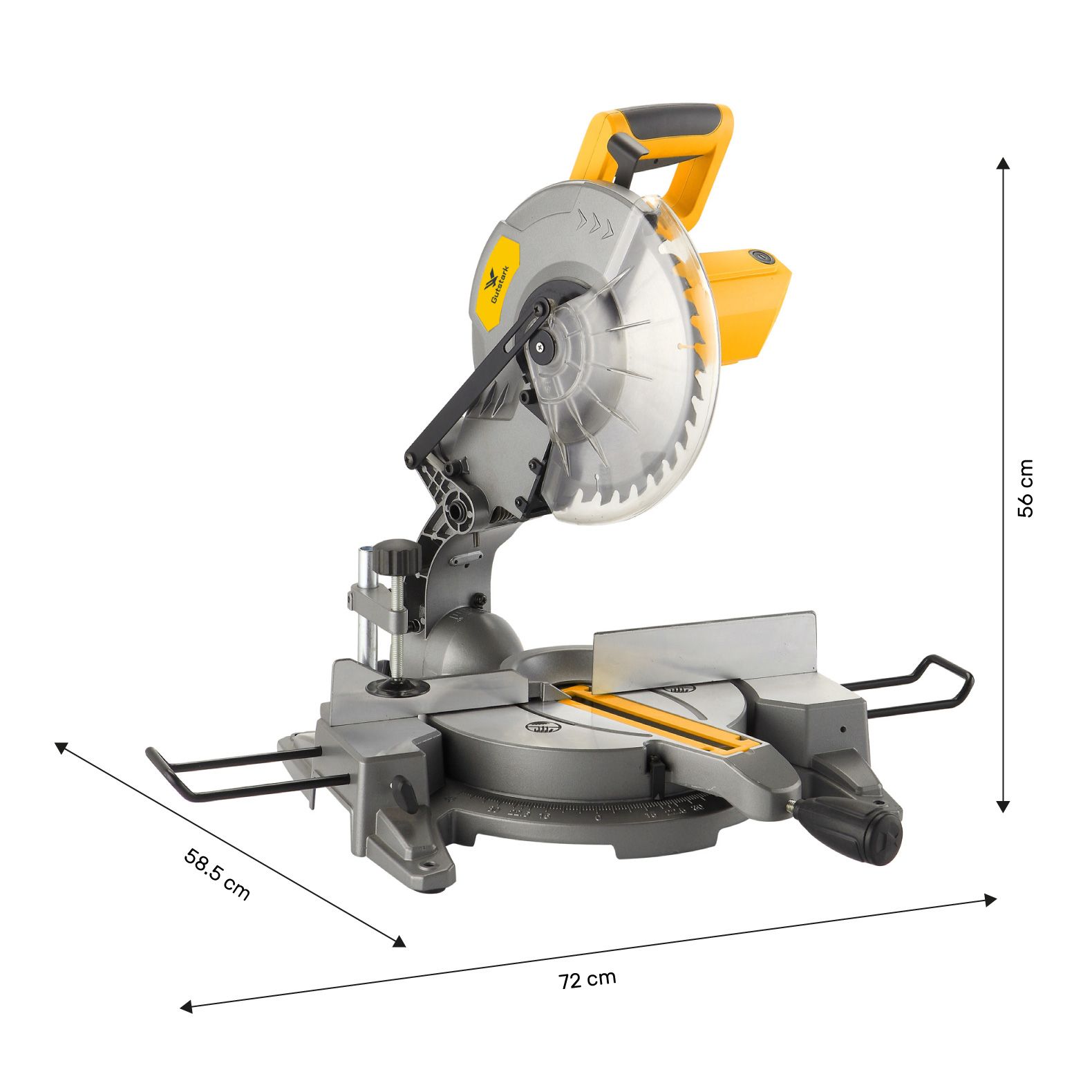 Foto 4 pulgar | Sierra Ingletadora Telescópica Gutstark mkz-siein1800ama color Amarillo 1800 W Disco 10" Guía Laser