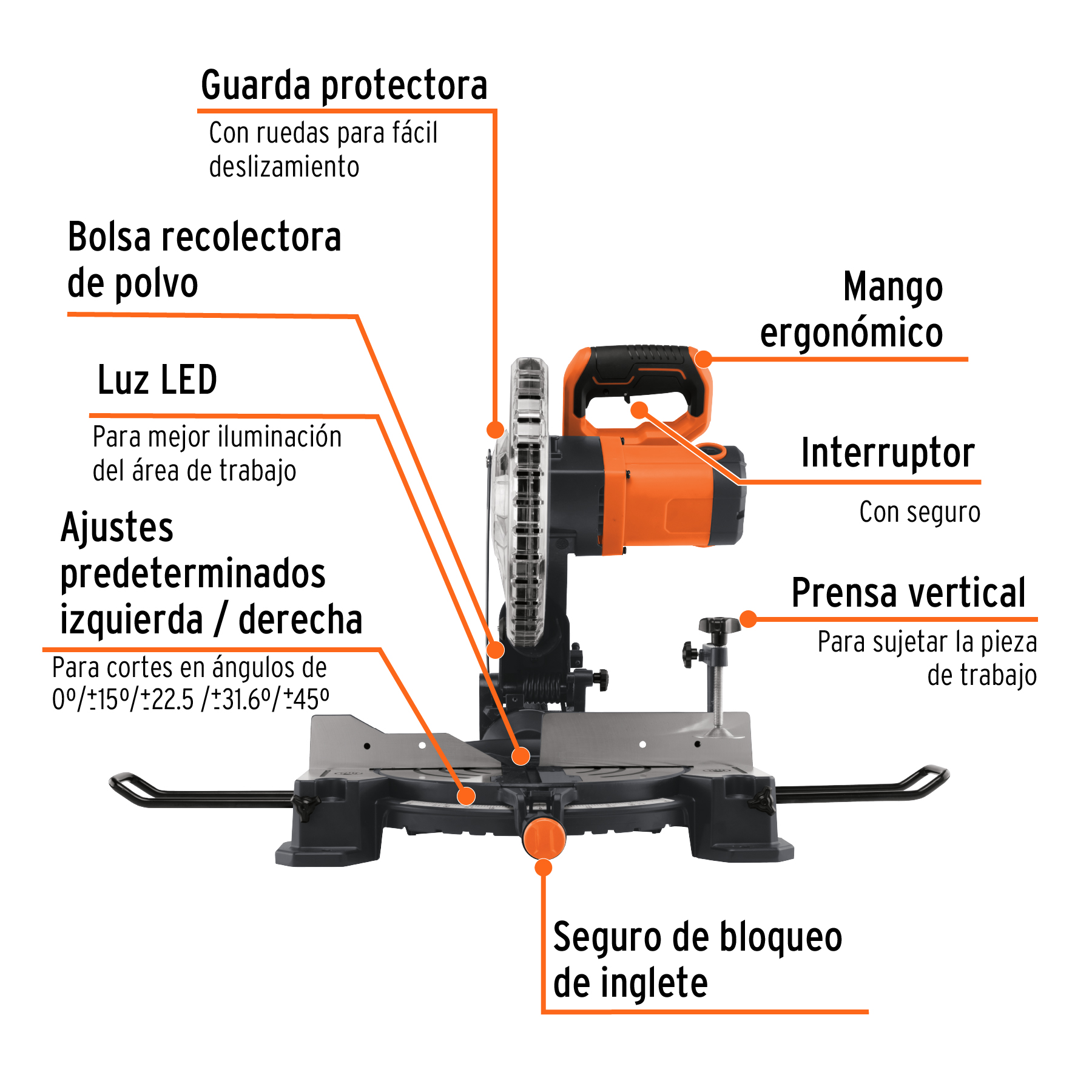 Foto 4 pulgar | Sierra de Inglete Truper 10'' 1900W para Corte de Madera y Aluminio