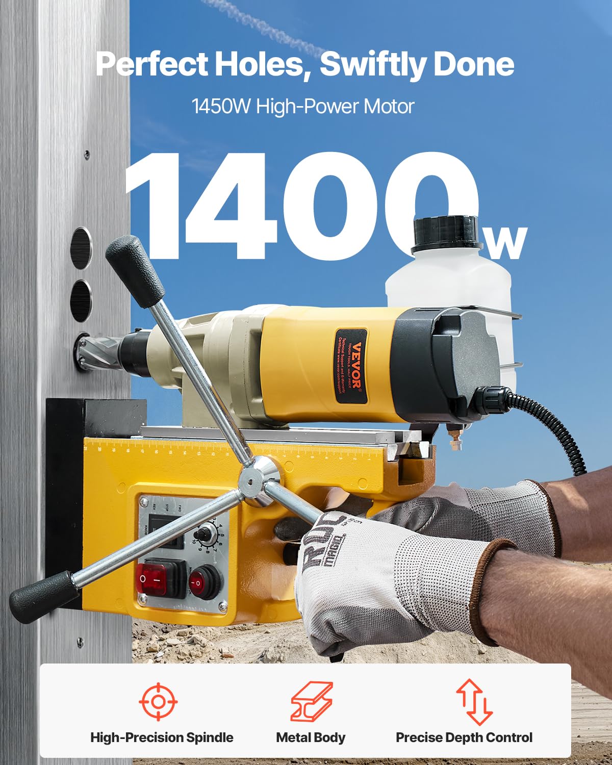 Foto 2 | Taladro Magnético Vevor 1450w, Motor De 50 Mm, Perforación 13000n Force - Venta Internacional.