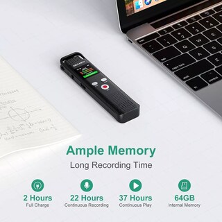 Foto 3 | Grabadora De Voz Digital De 64 Gb Eo Safe Imports Esi-14198 Negro