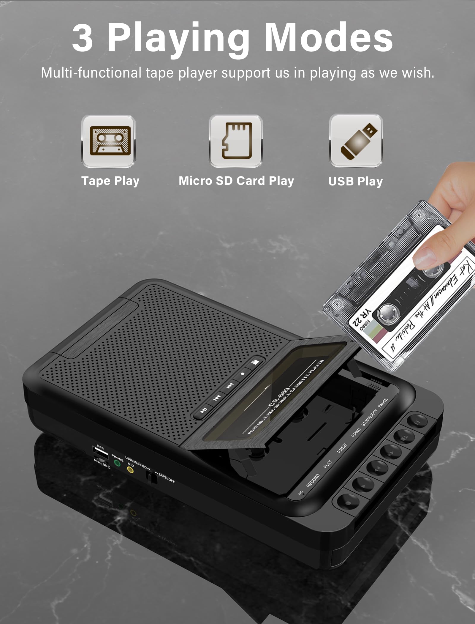 Foto 3 pulgar | Reproductor De Casetes Gracioso Portable Cassette A Mp3 - Venta Internacional.