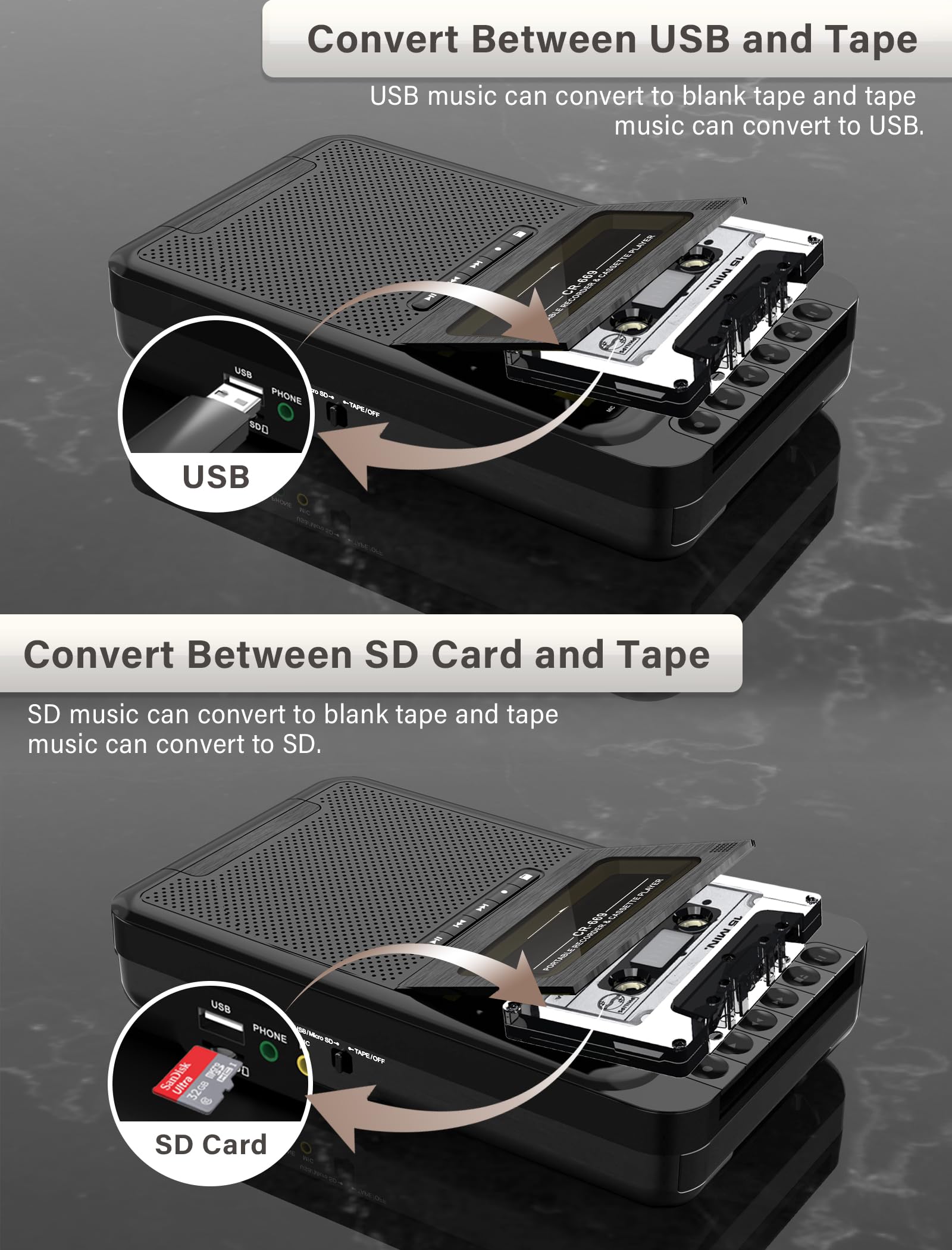 Foto 4 pulgar | Reproductor De Casetes Gracioso Portable Cassette A Mp3 - Venta Internacional.