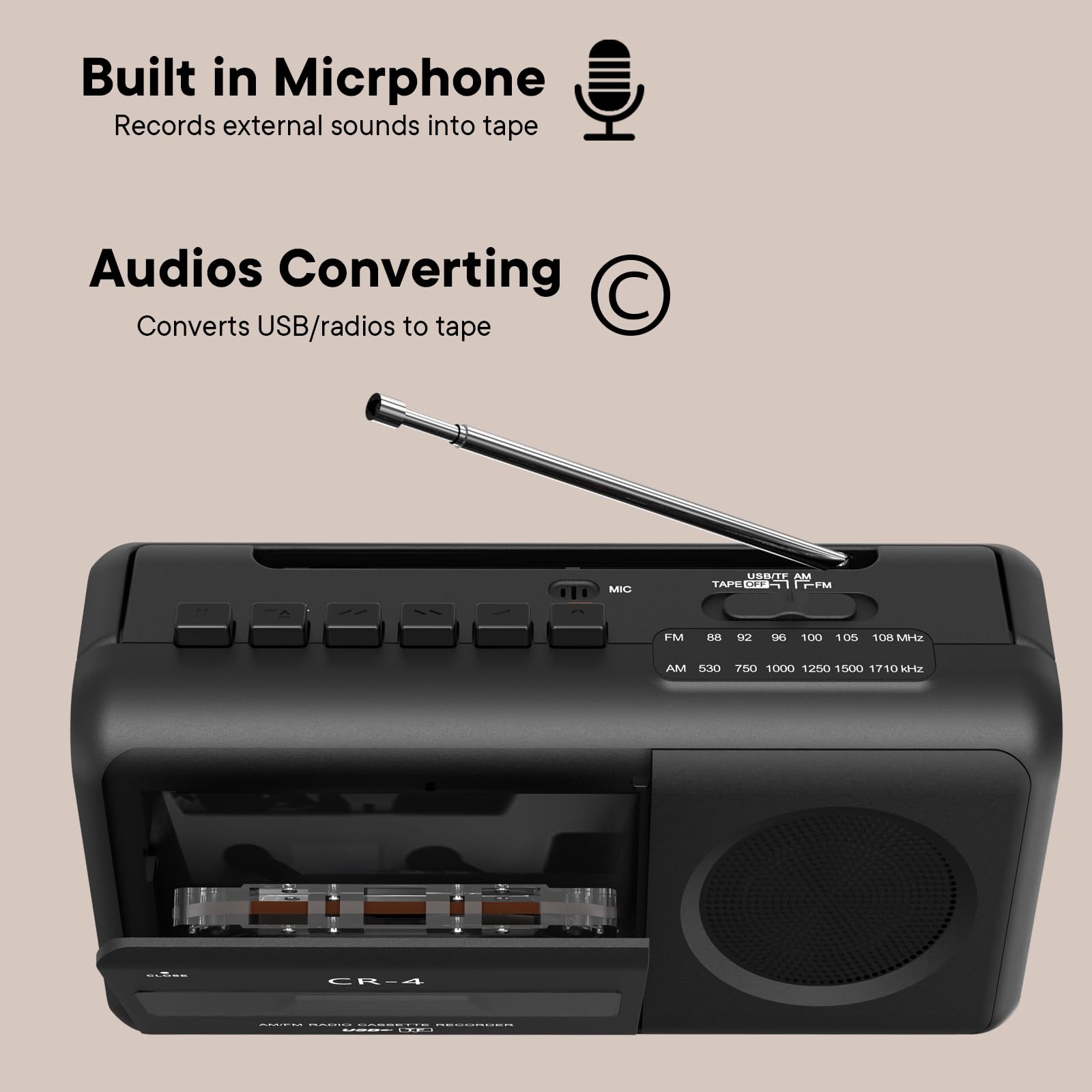 Foto 8 pulgar | Grabadora Con Reproductor De Casetes Kuephom Portable Boombox - Venta Internacional.