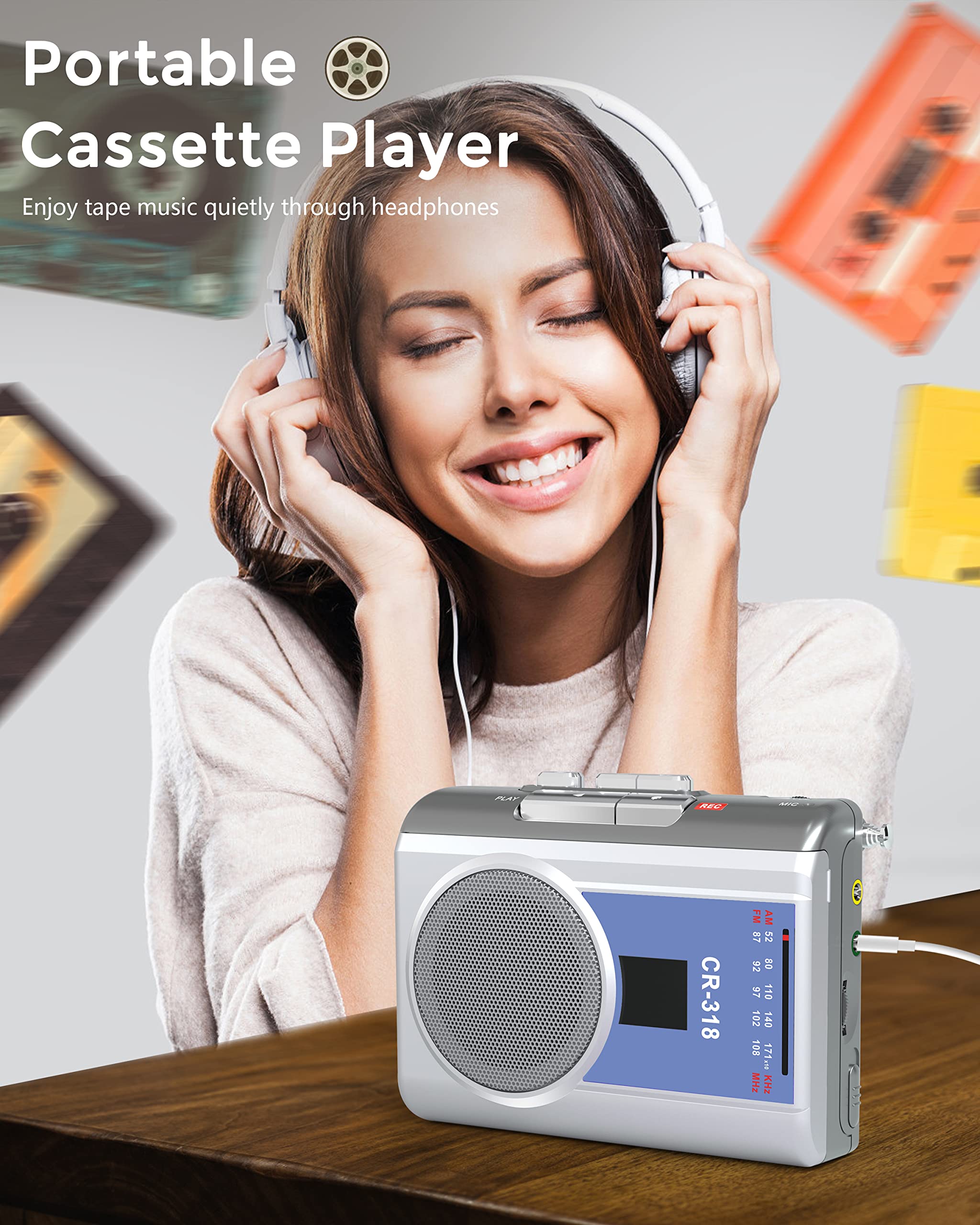 Foto 2 | Grabadora De Casetes Gracioso Walkman Am Fm Vintage - Venta Internacional.