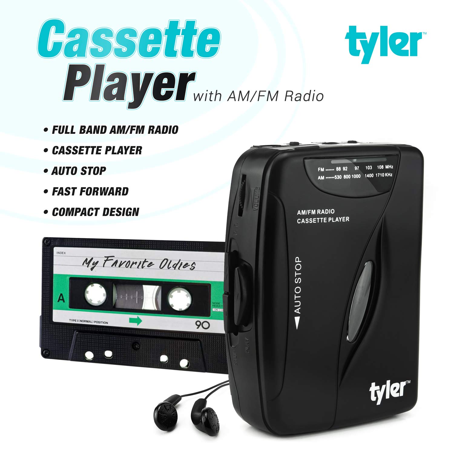 Foto 2 | Reproductor De Casetes Estéreo Portátil Tyler Tcp-02 Con Radio Am/fm - Venta Internacional.