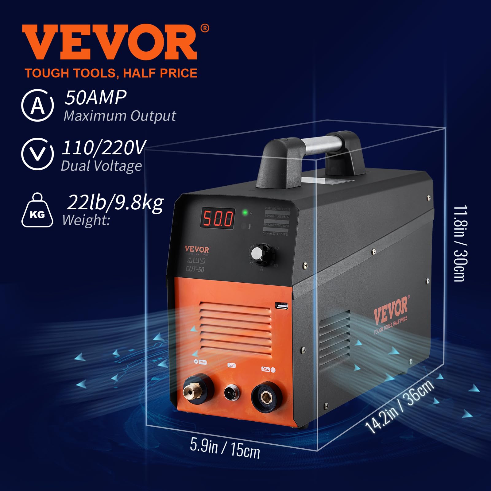 Foto 8 pulgar | Cortador De Plasma Vevor, 50 Amperios, 110 V/220 V, Doble Voltaje Ac Igbt - Venta Internacional.