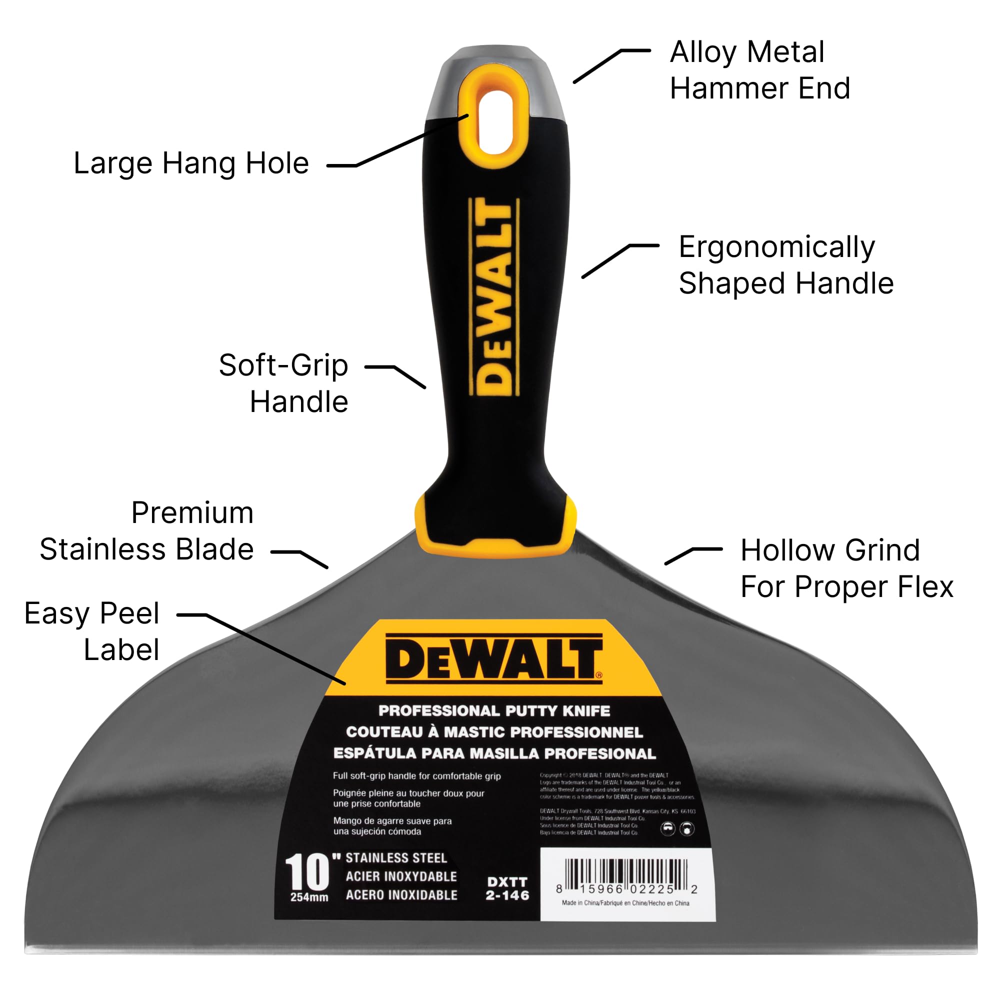 Foto 3 pulgar | Espátula Dewalt Dxtt-2-146 De Acero Inoxidable Con Empuñadura Suave - Venta Internacional.
