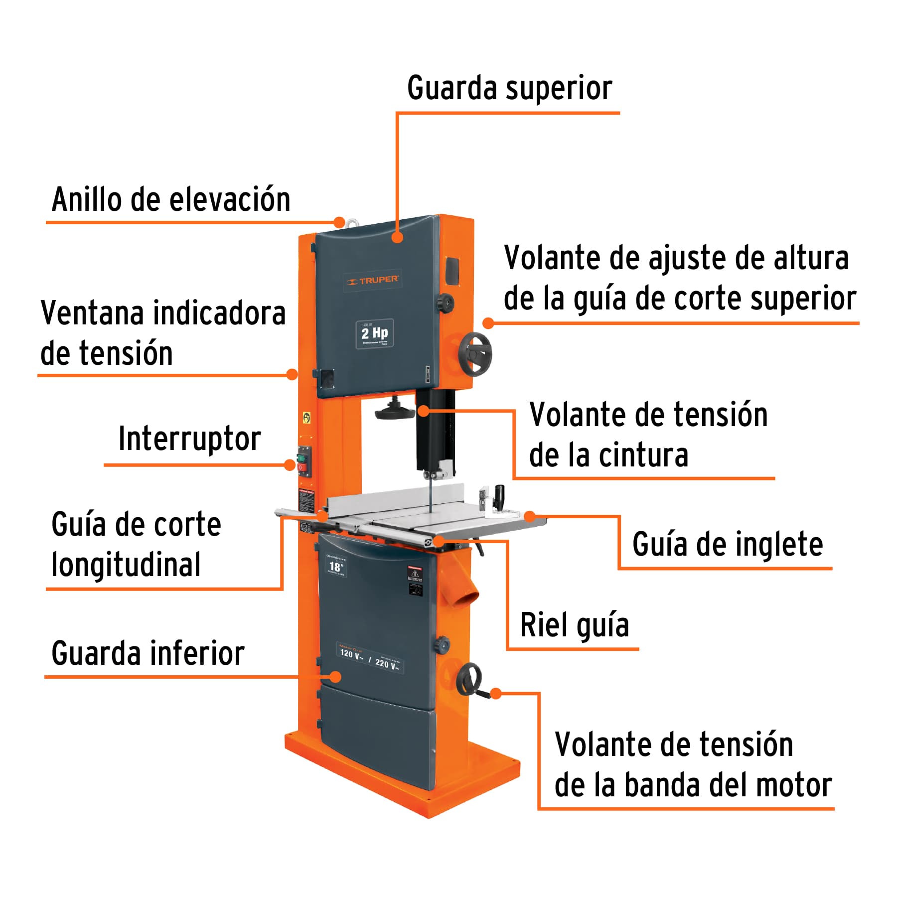 Foto 3 pulgar | Sierra Cinta 18' de 2 Hp 1500 W Truper