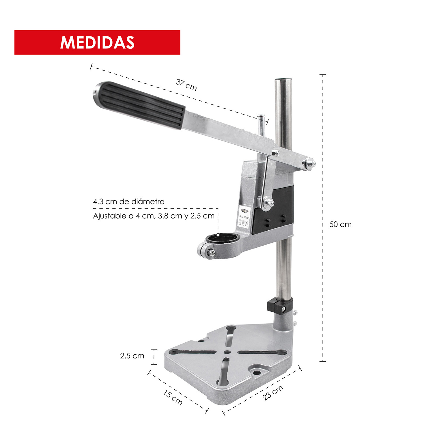 Foto 4 pulgar | Soporte para Taladro Vertical Base Hierro Regla 0 a 60mm Ajustable