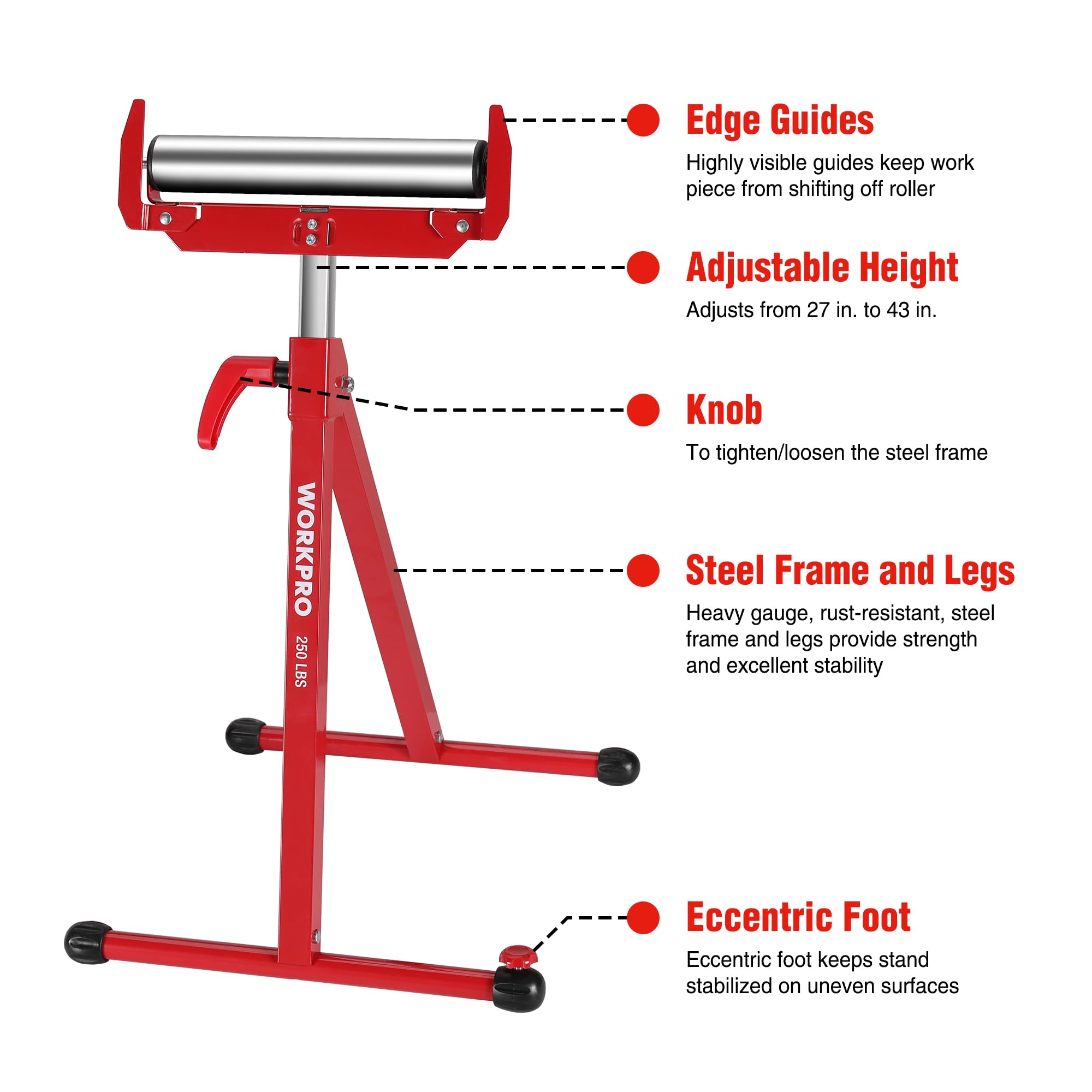 Foto 3 pulgar | Soporte Plegable Con Ruedas Workpro, Altura Ajustable, 250 Kg - Venta Internacional.