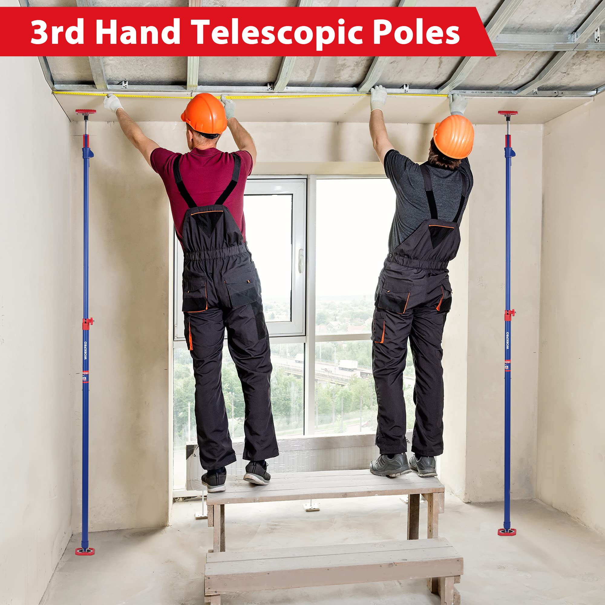 Foto 8 pulgar | Barra De Soporte Telescópica Workpro Cabinet Jack Para Tercera Mano, Paquete De 4 - Venta Internacional.