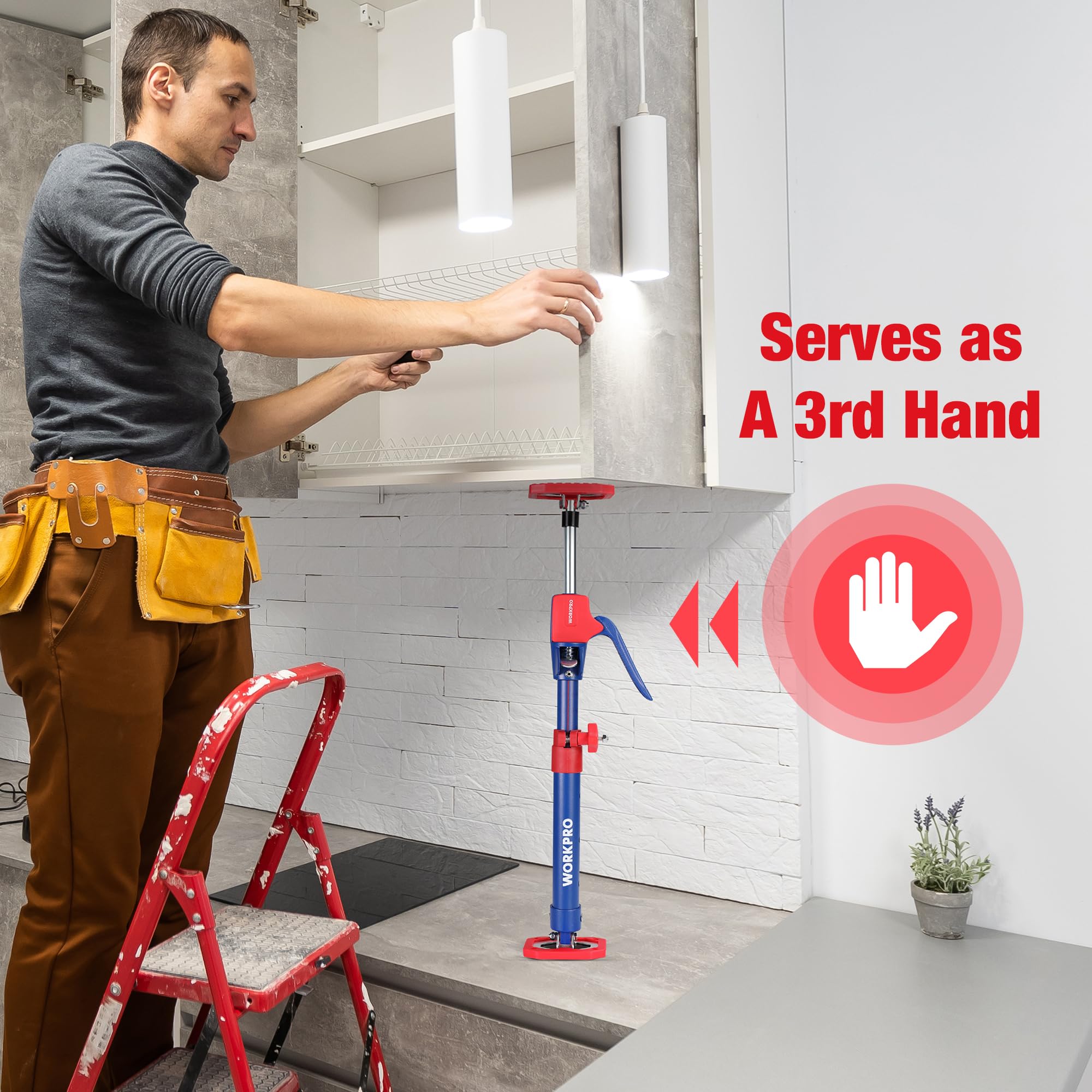 Foto 6 | Barra De Soporte Telescópica Workpro Cabinet Jack De 47 A 75 Cm, 70 Kg, 2 Unidades - Venta Internacional.