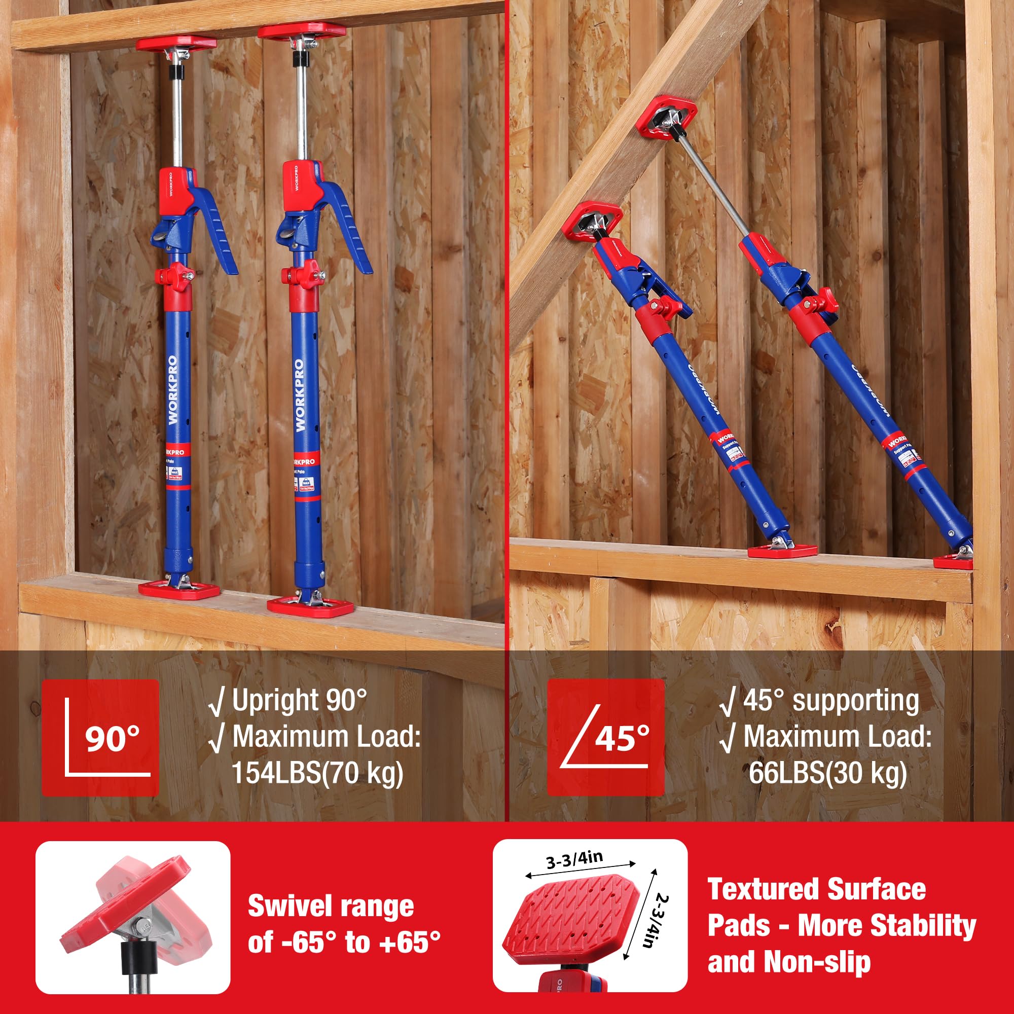 Foto 5 | Barra De Soporte Telescópica Workpro Cabinet Jack De 60 A 115 Cm, 70 Kg - Venta Internacional.
