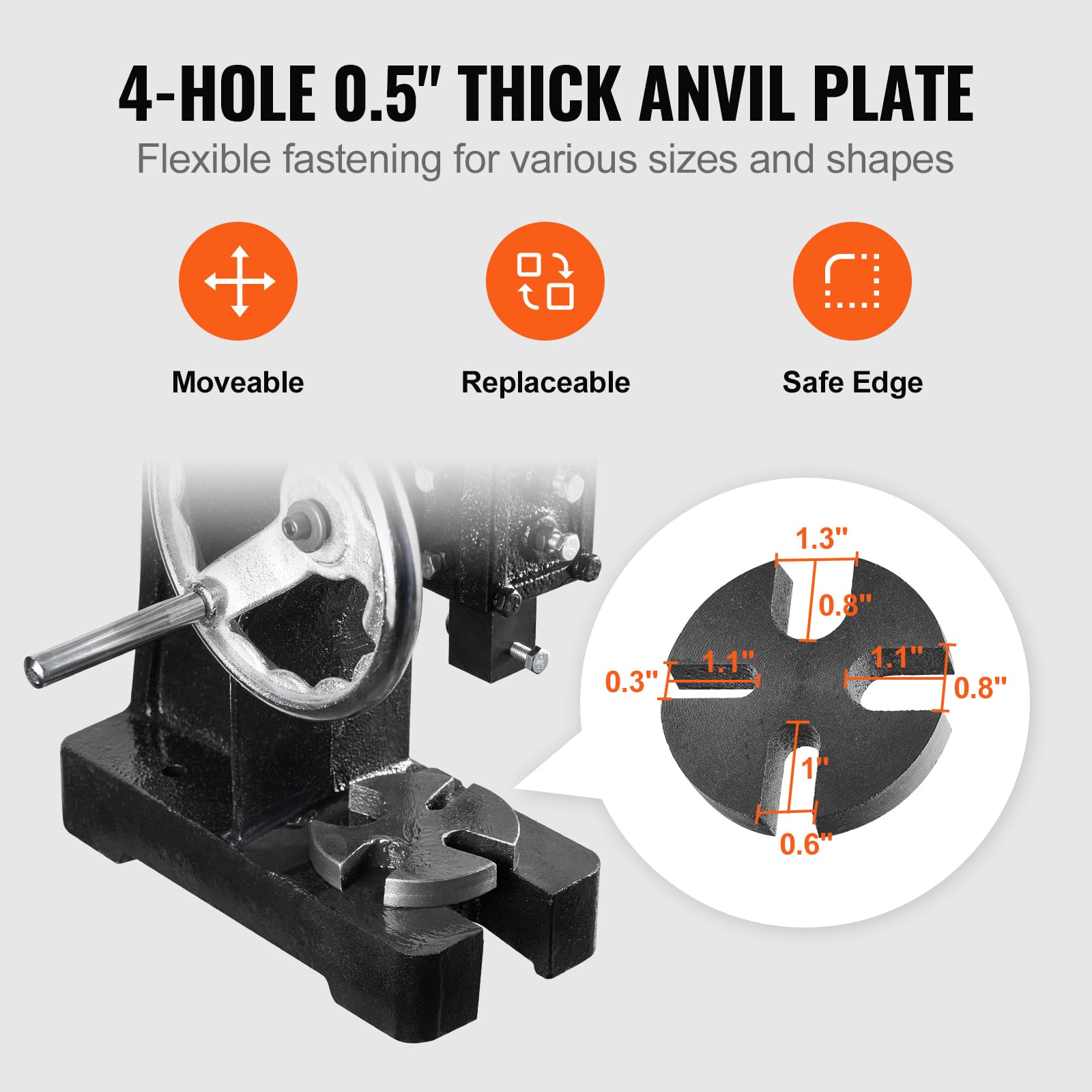 Foto 6 pulgar | Manual Arbor Press Vevor De 1 Tonelada Con Volante De 150 Mm De Altura - Venta Internacional.