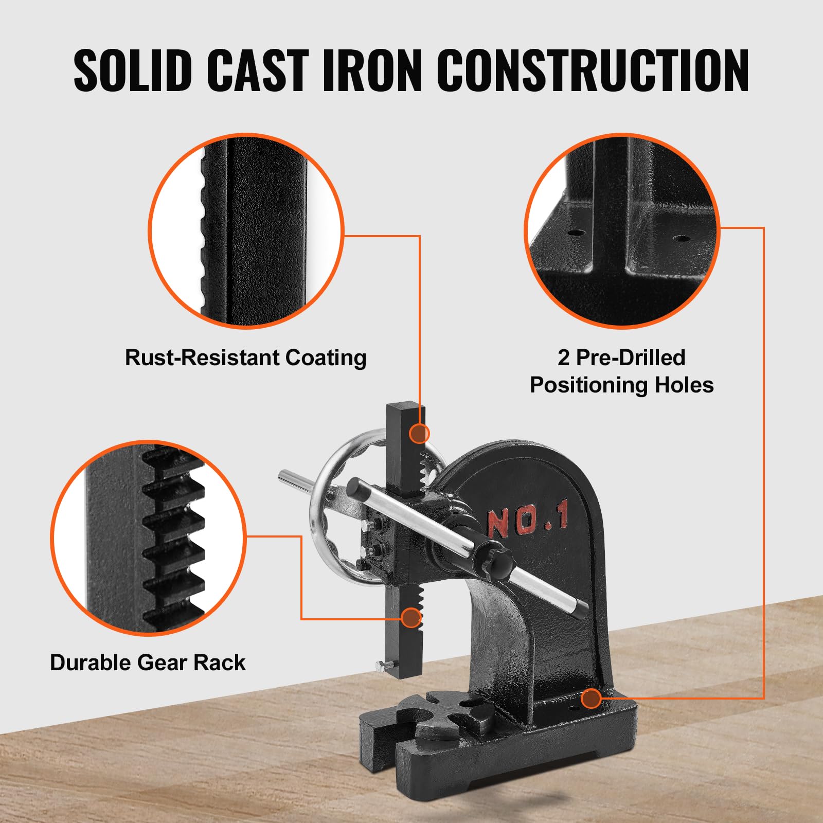 Foto 6 | Manual Arbor Press Vevor De 1 Tonelada Con Volante De 150 Mm De Altura - Venta Internacional.
