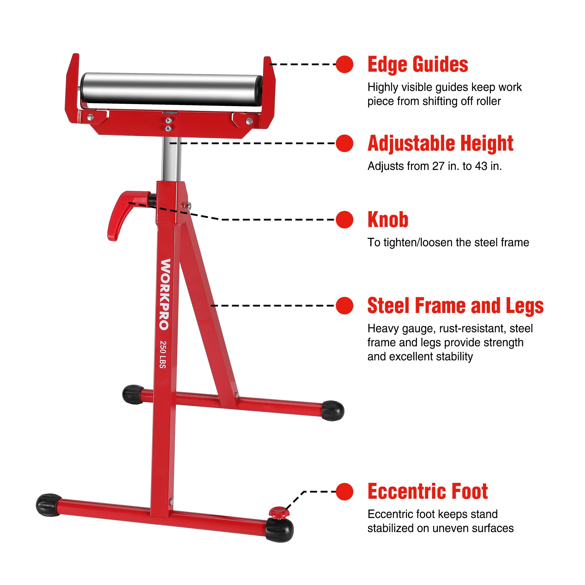Foto 4 pulgar | Soporte Plegable Con Ruedas Workpro, Altura Ajustable, 250 Kg - Venta Internacional.
